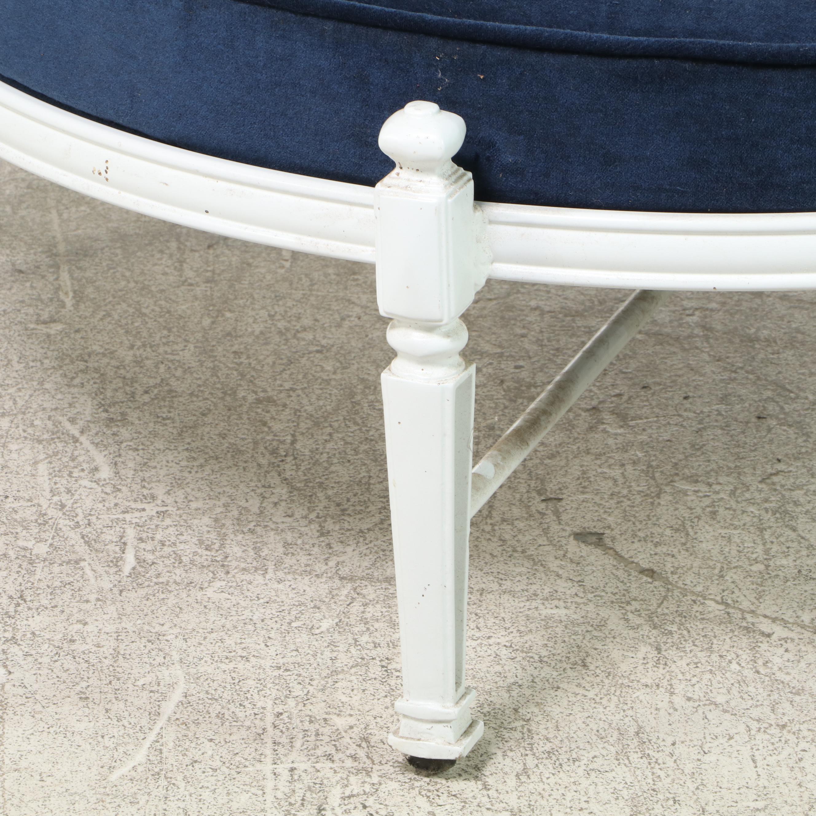 Cast Aluminum and Cushion Top Round Cocktail Ottoman