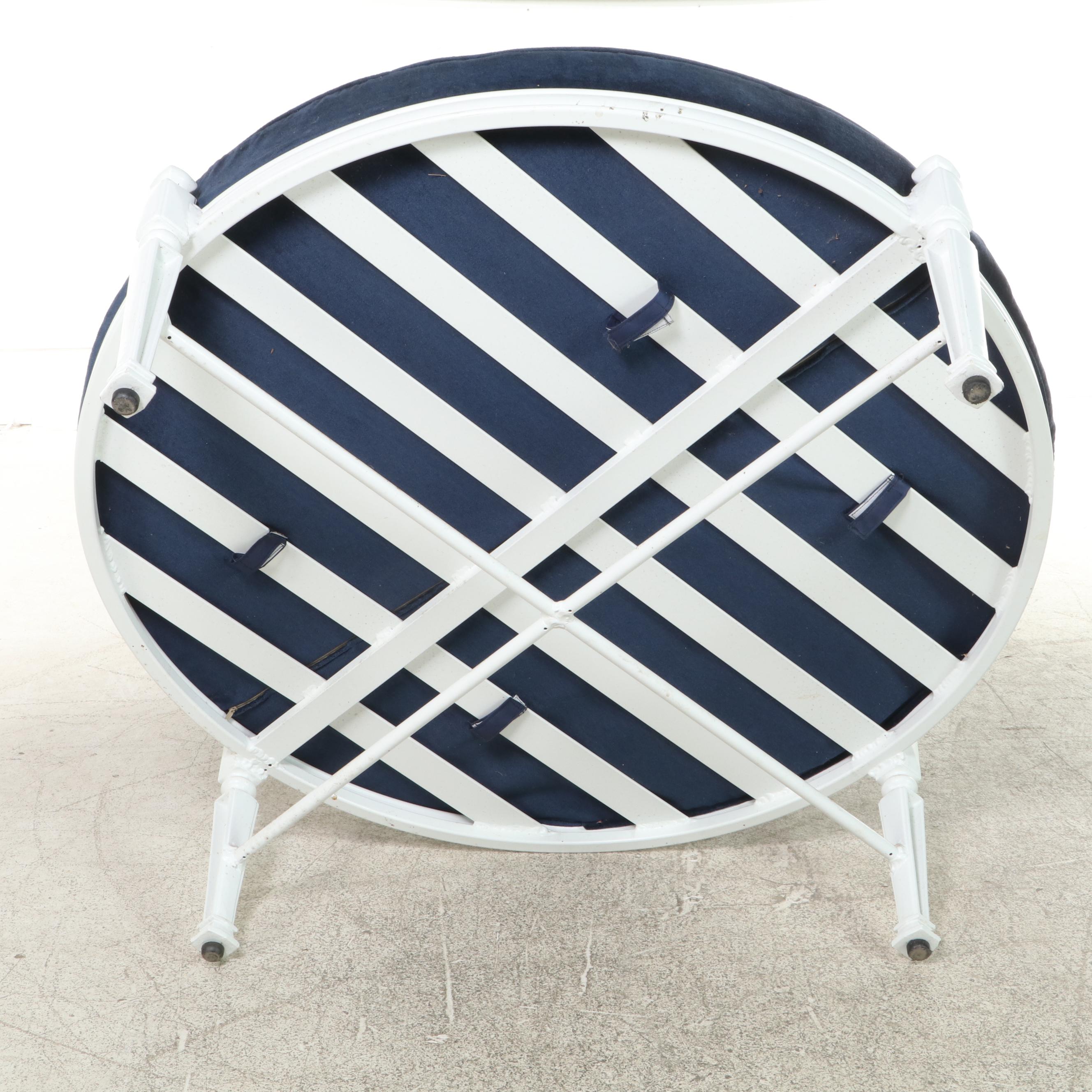 Cast Aluminum and Cushion Top Round Cocktail Ottoman