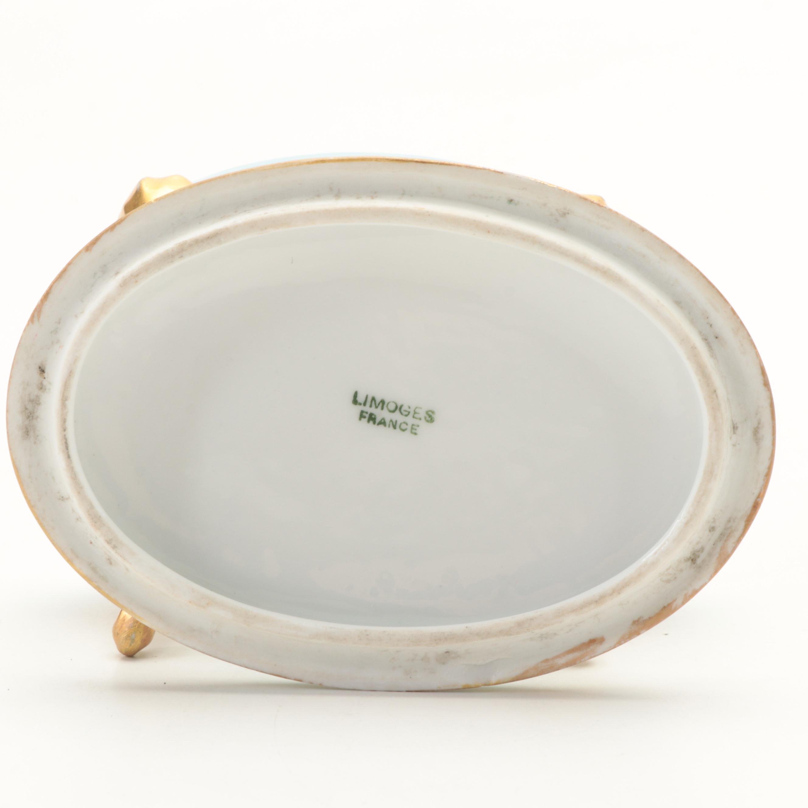 Hand-Painted Limoges Porcelain Boxes, Mid-20th Century