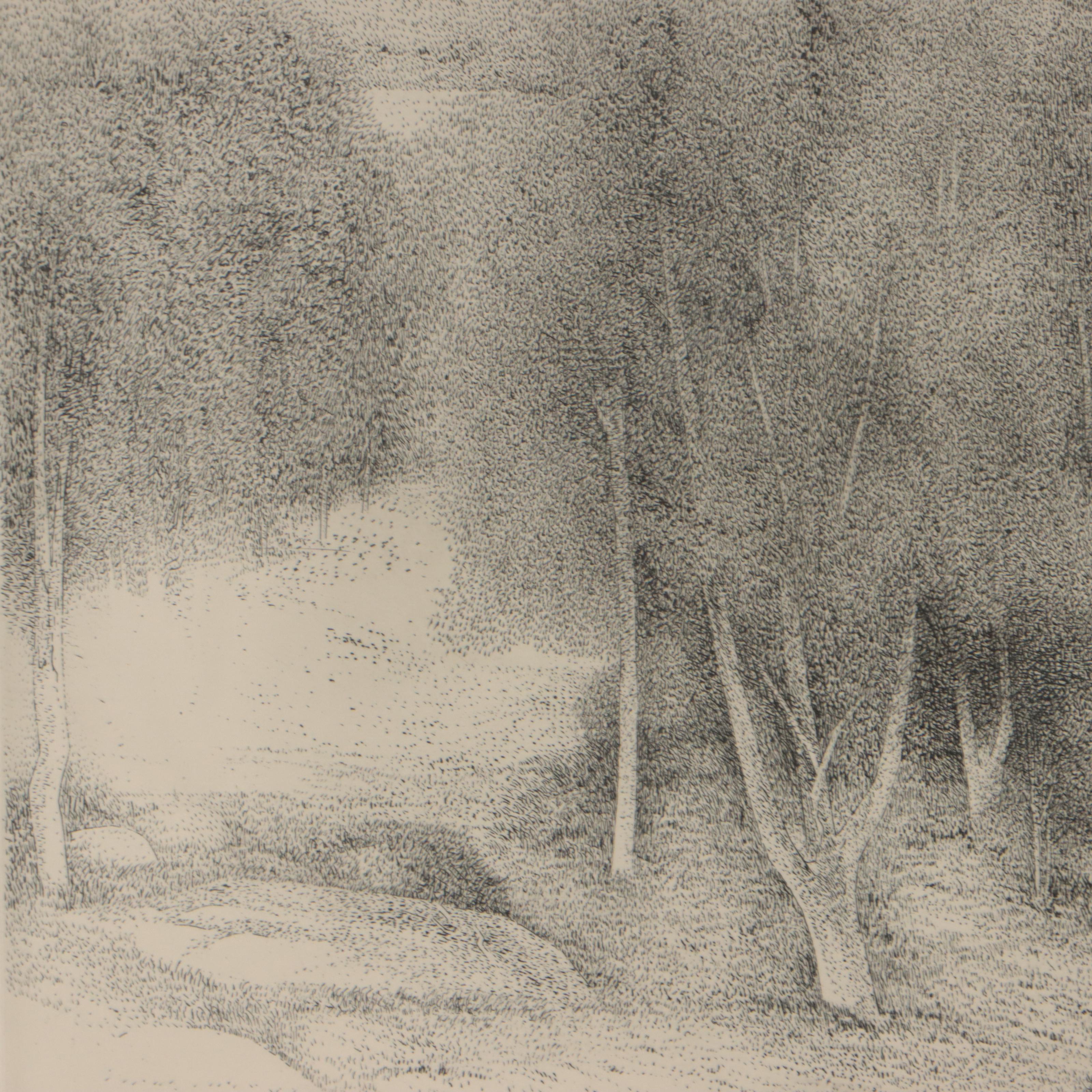 Richard Claude Ziemann Landscape Etching "Berkshire Valley," 1967
