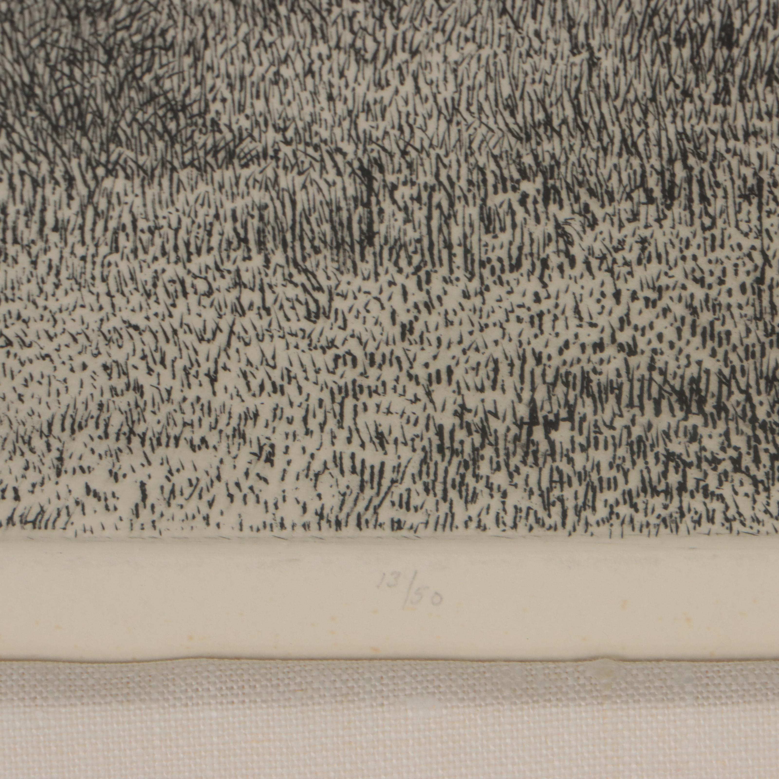 Richard Claude Ziemann Landscape Etching "Berkshire Valley," 1967