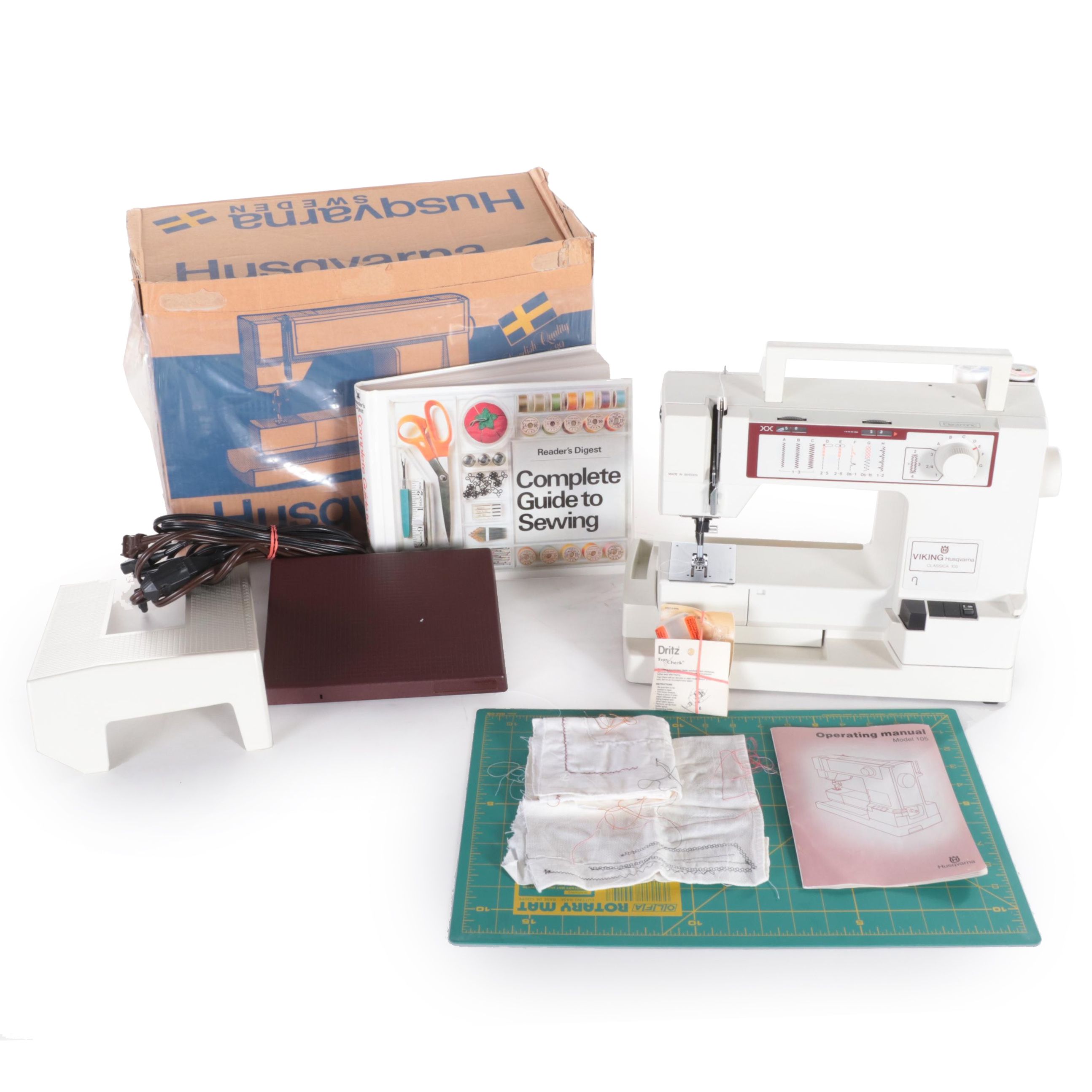 Viking Husqvarna Classica 105 Sewing Machine with Sewing Books and Accessories