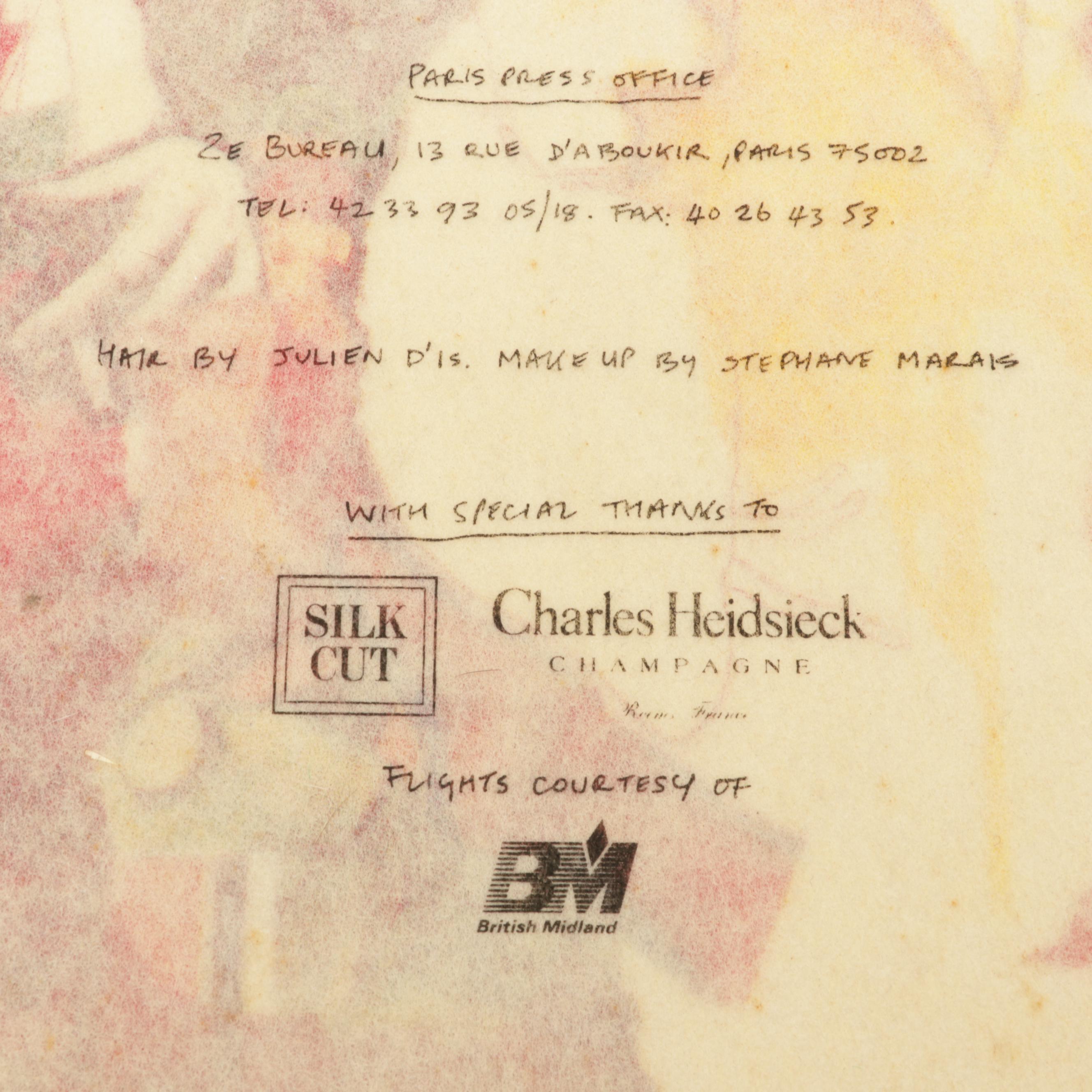 John Galliano "Spring Summer 1991" Fashion Show Giclée Invitation, 1990