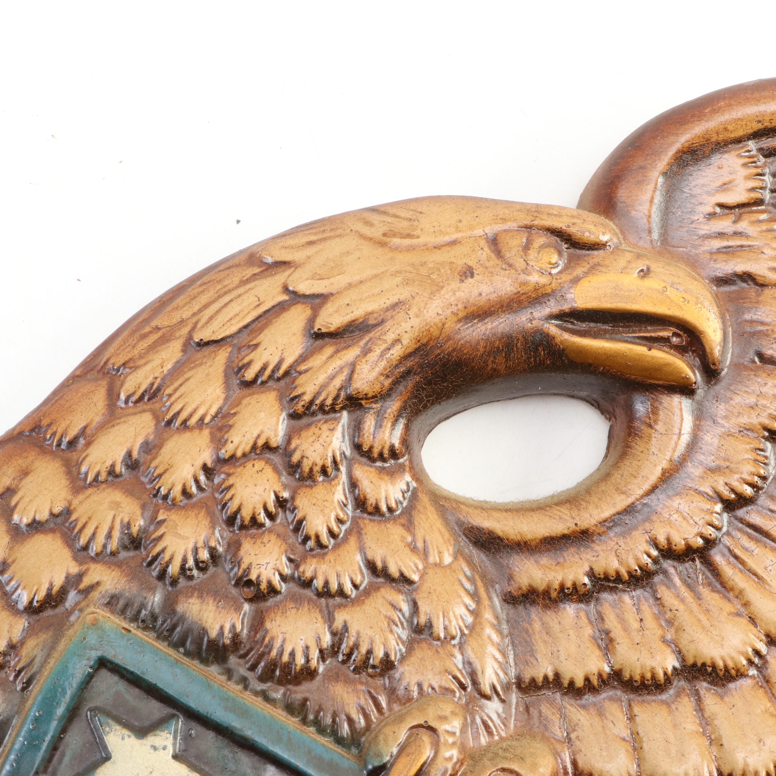 Wooden American Eagle Wall Plaque, Mid to Late 20th Century