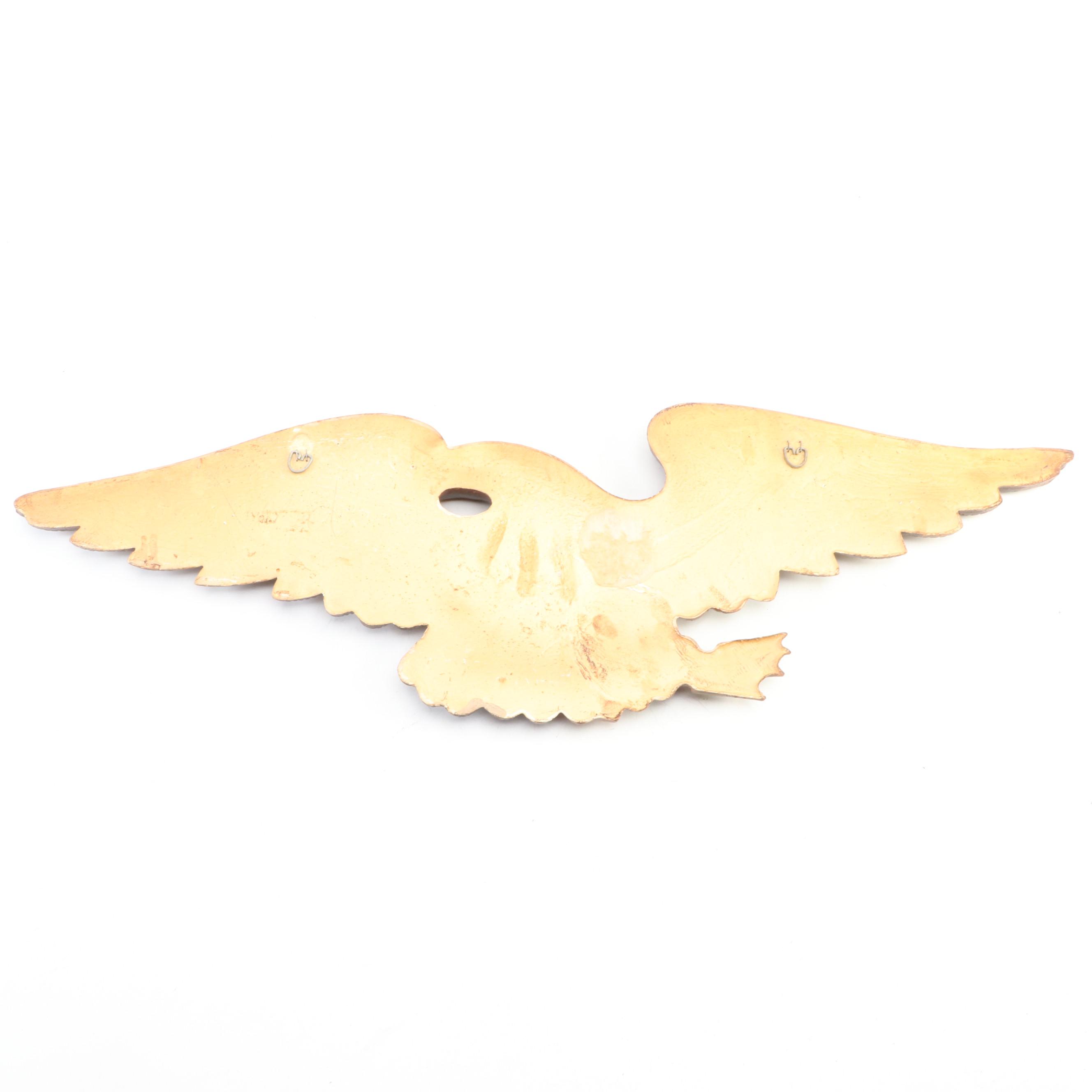 Wooden American Eagle Wall Plaque, Mid to Late 20th Century