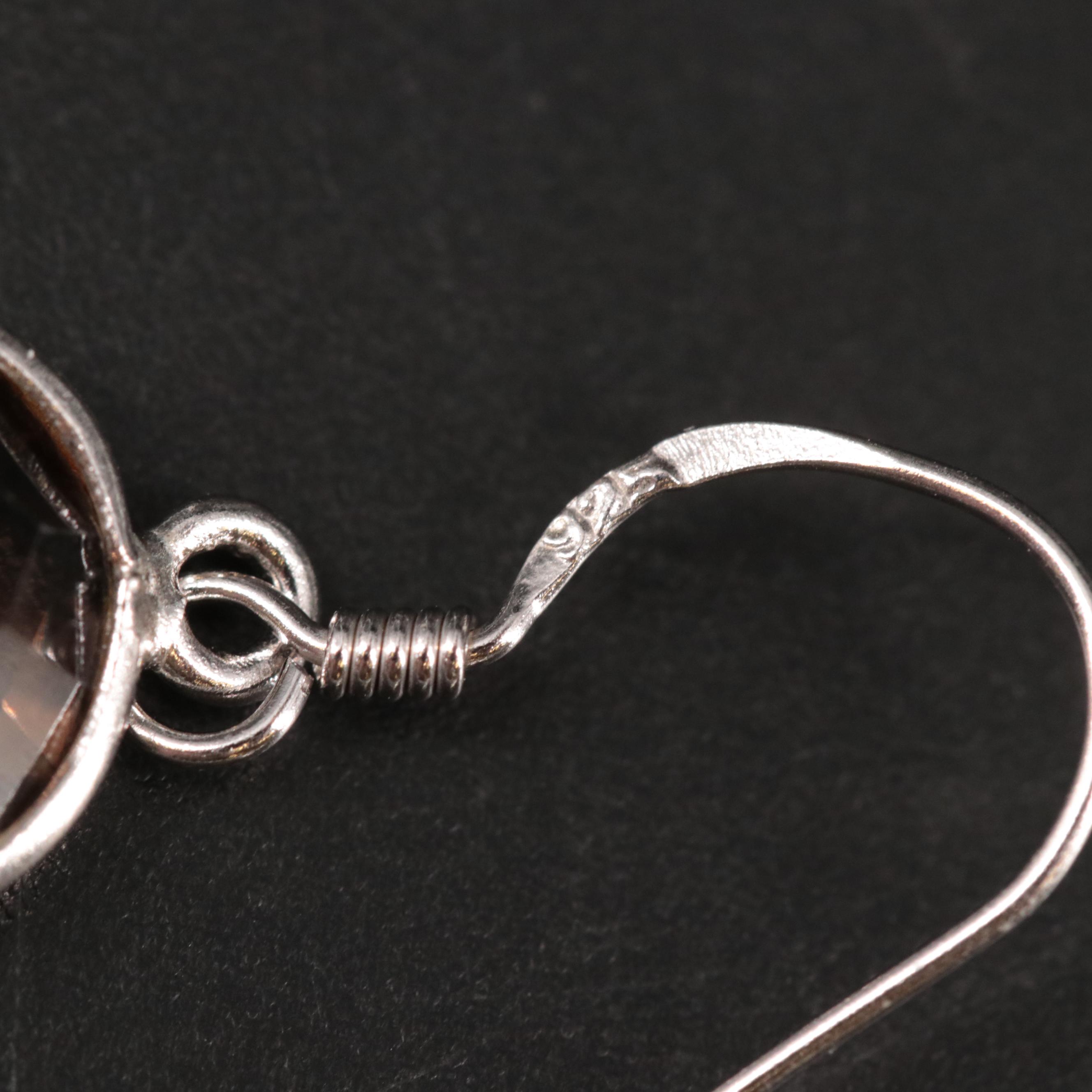 Sterling Oval Gemstone Drop Earrings