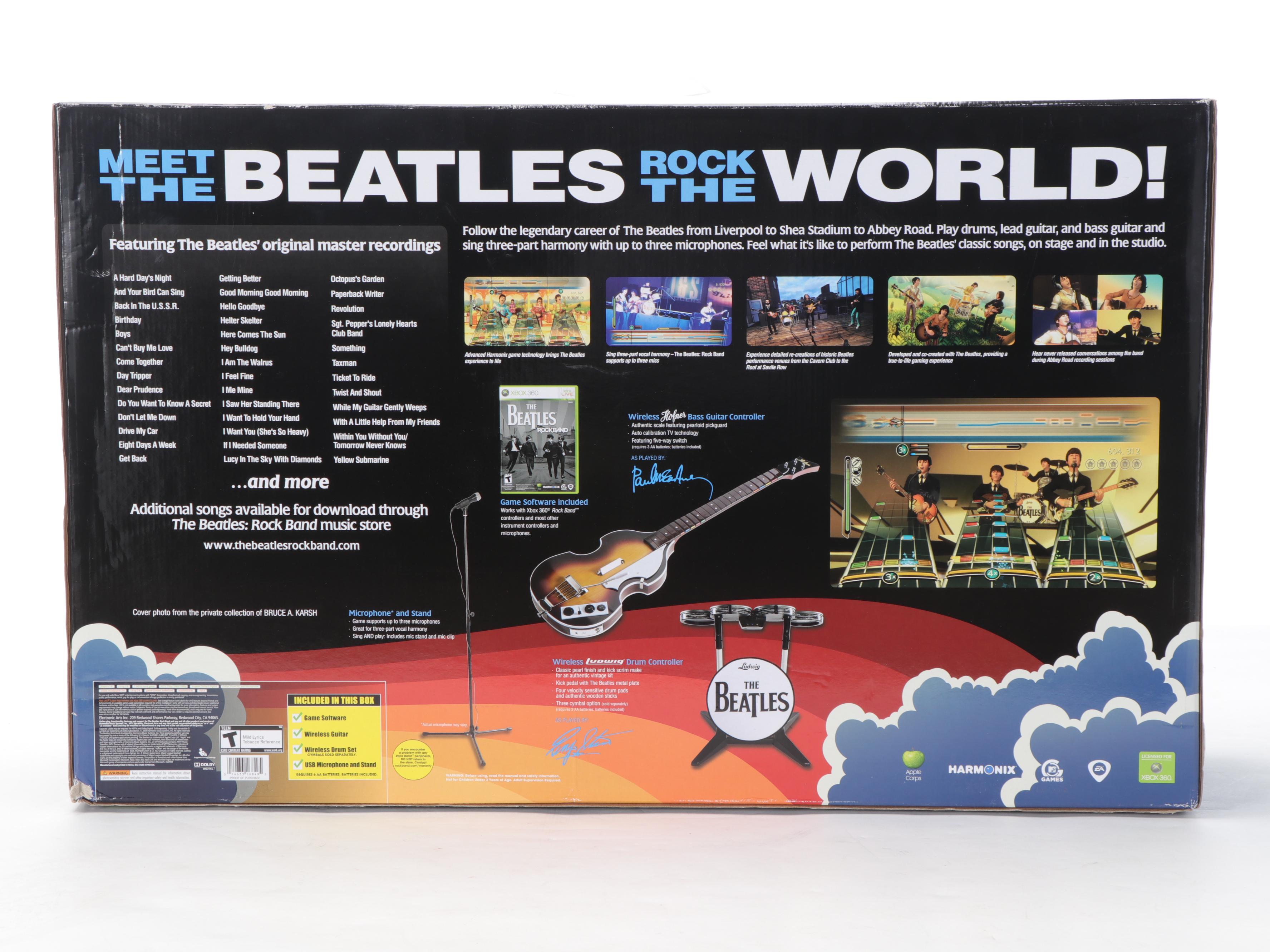XBOX 360 The Beatles Rockband Game with Two Guitar Hero X-Plorer Controllers