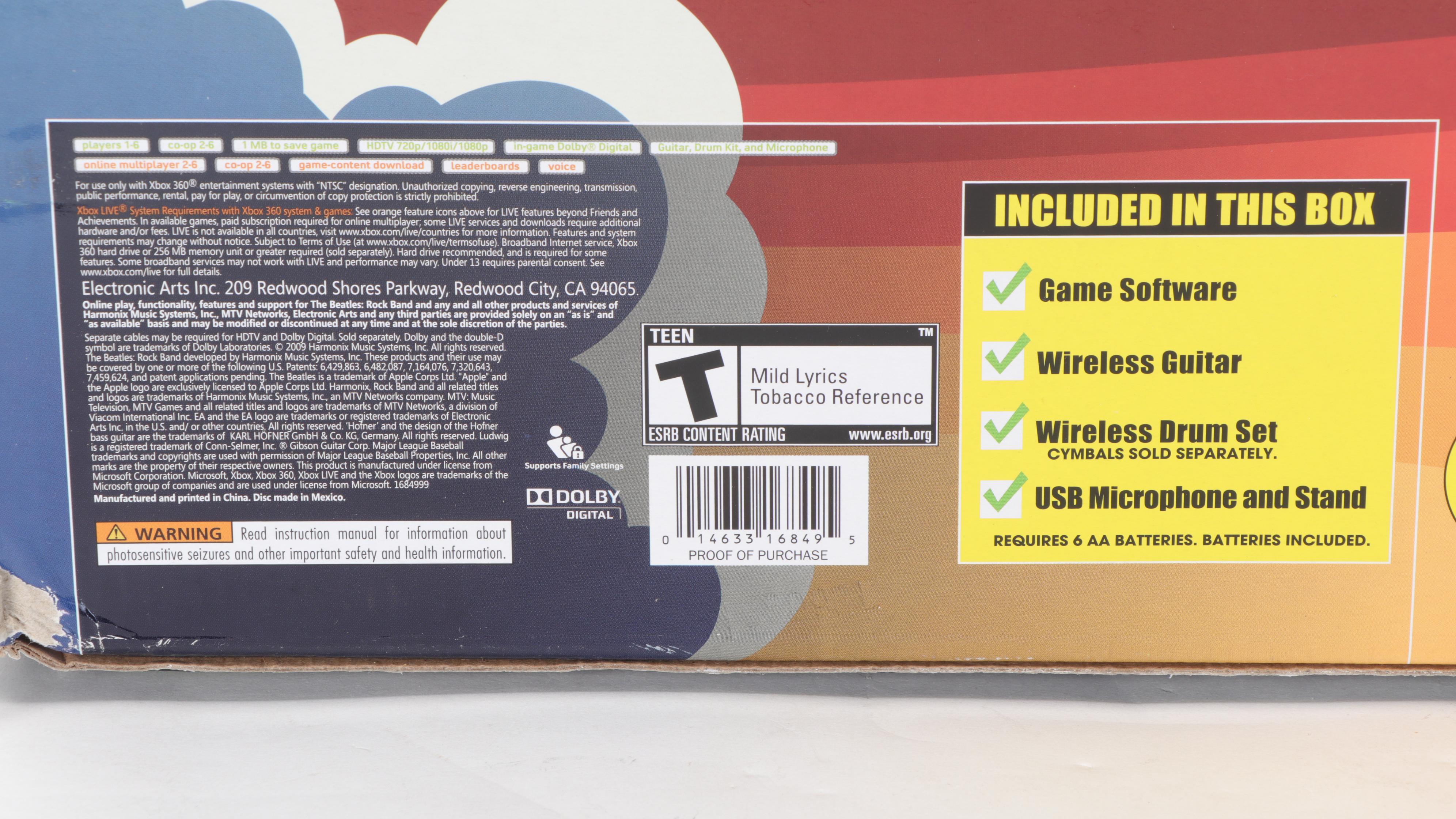 XBOX 360 The Beatles Rockband Game with Two Guitar Hero X-Plorer Controllers