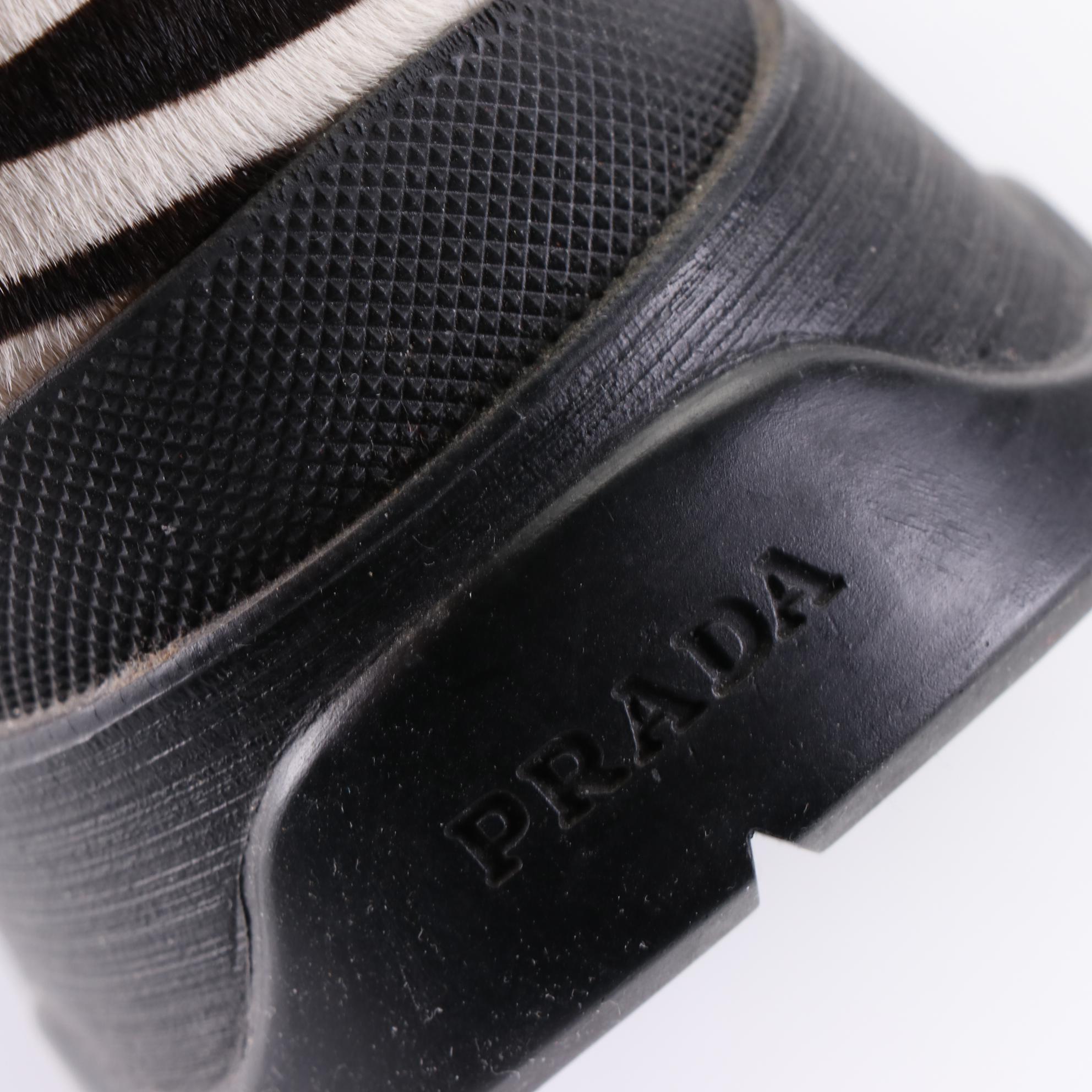 Prada Sport Lace-Up Boots in Zebra Stripe Calf Hair