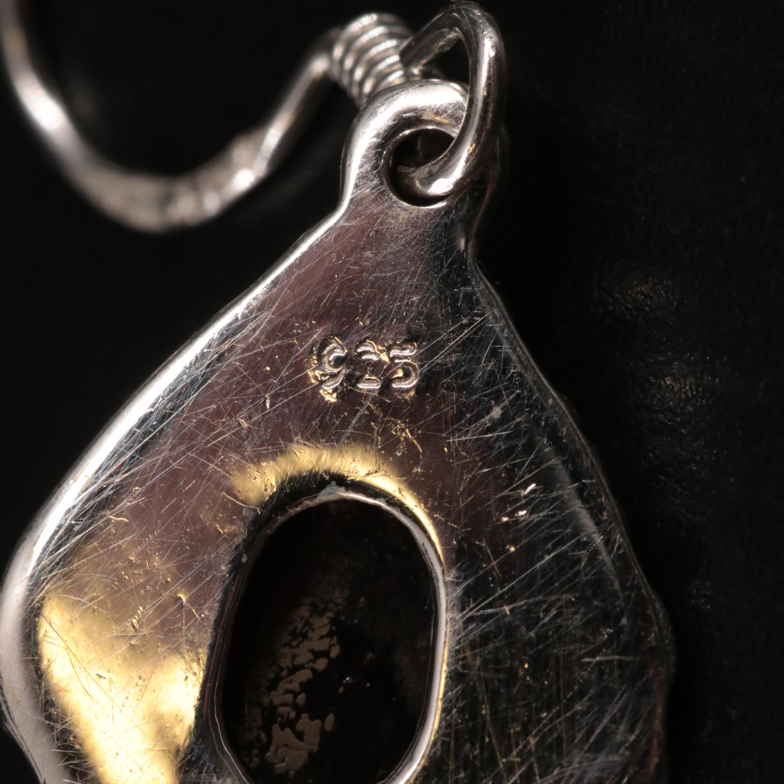 Sterling Silver Garnet Drop Earrings