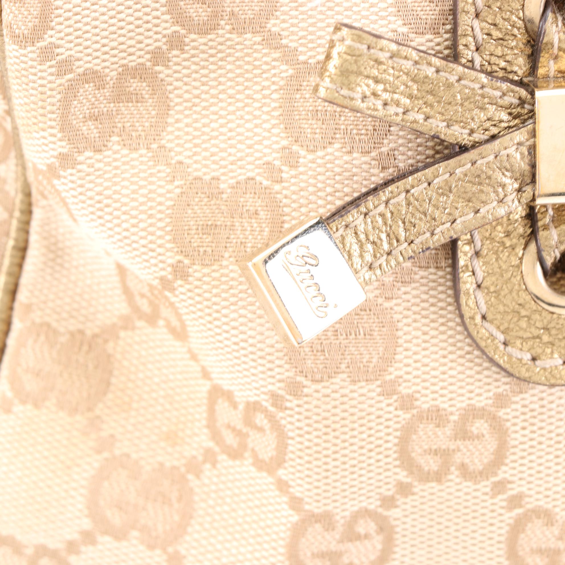 Gucci Princy Shoulder Bag in GG Canvas and Metallic Cingiale Leather