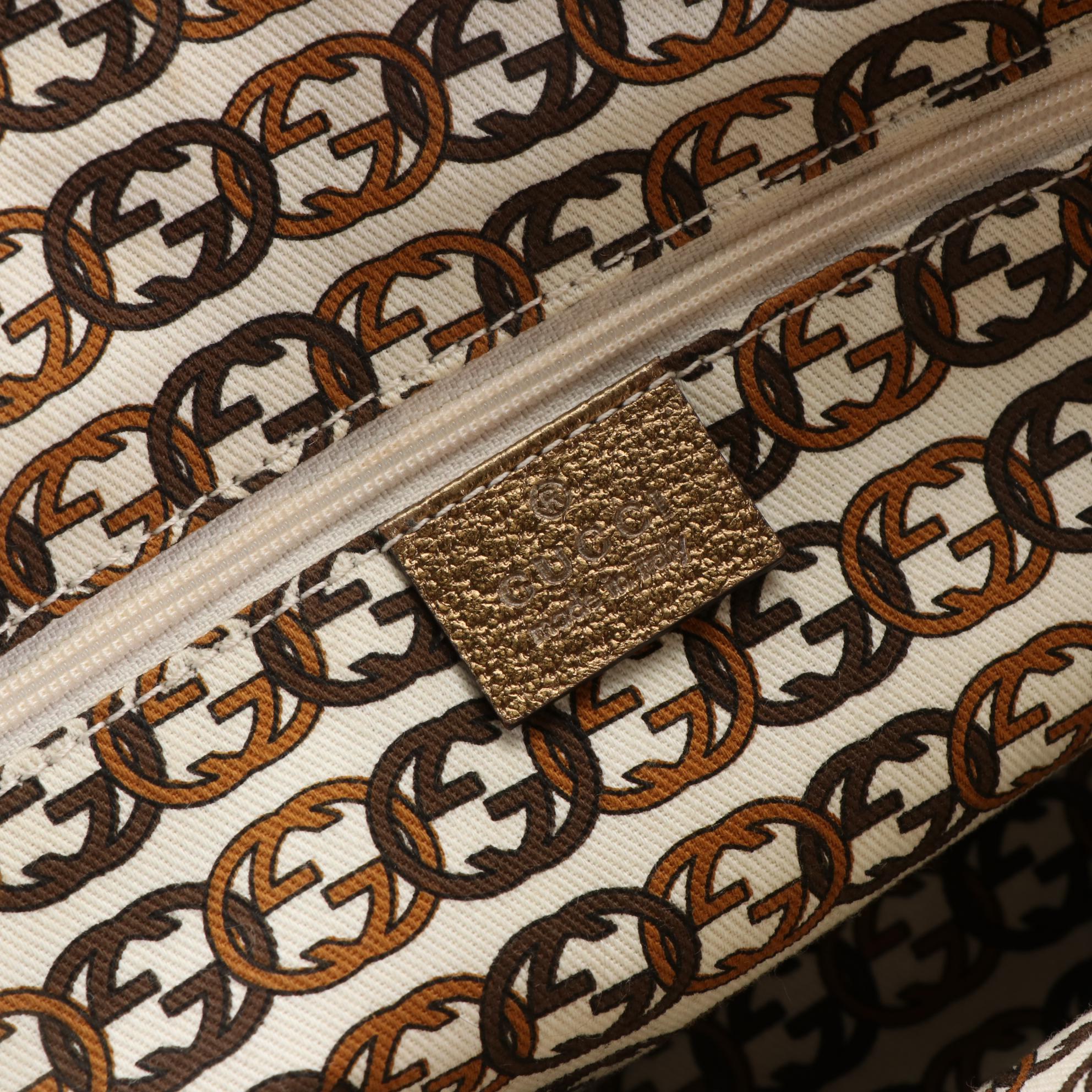 Gucci Princy Shoulder Bag in GG Canvas and Metallic Cingiale Leather