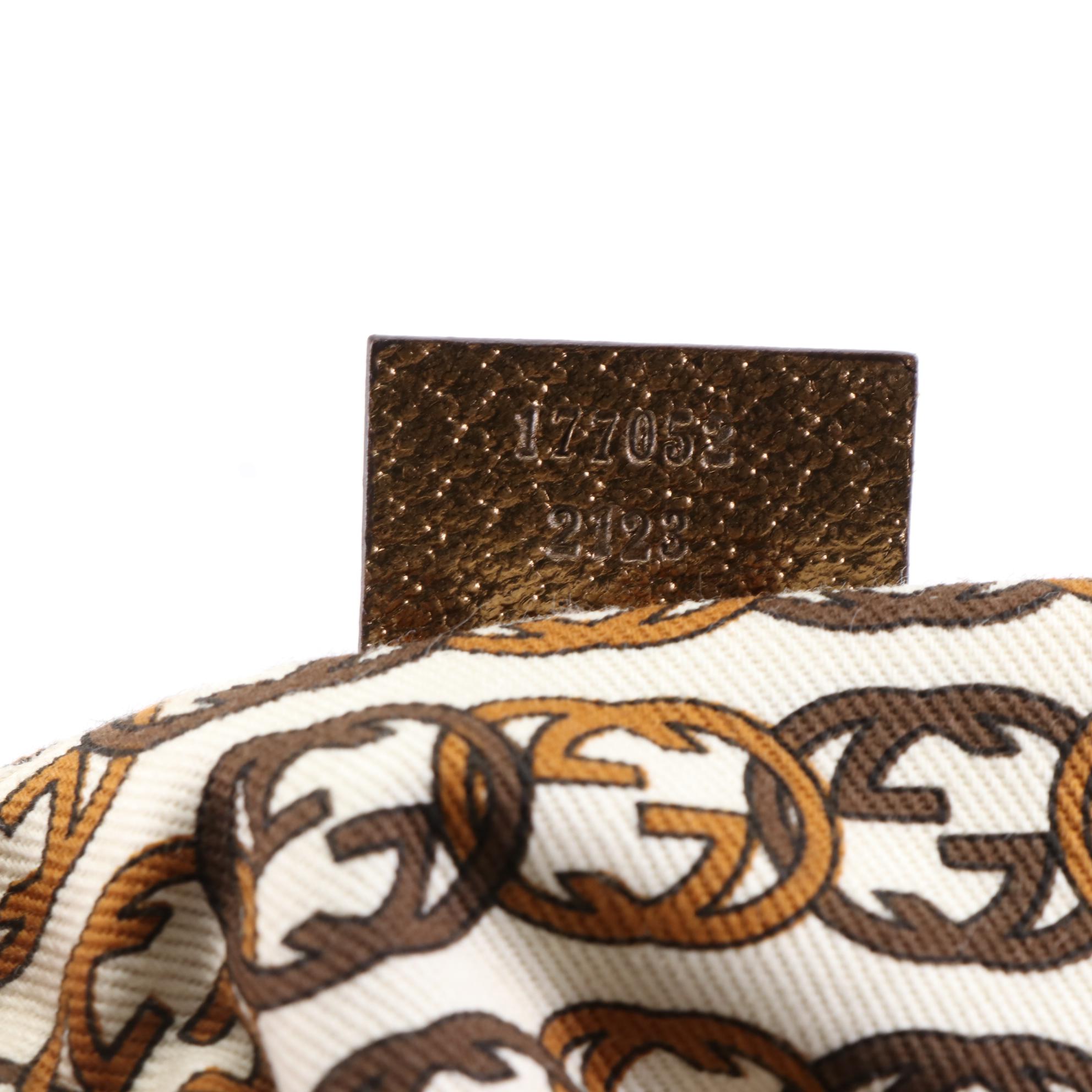 Gucci Princy Shoulder Bag in GG Canvas and Metallic Cingiale Leather