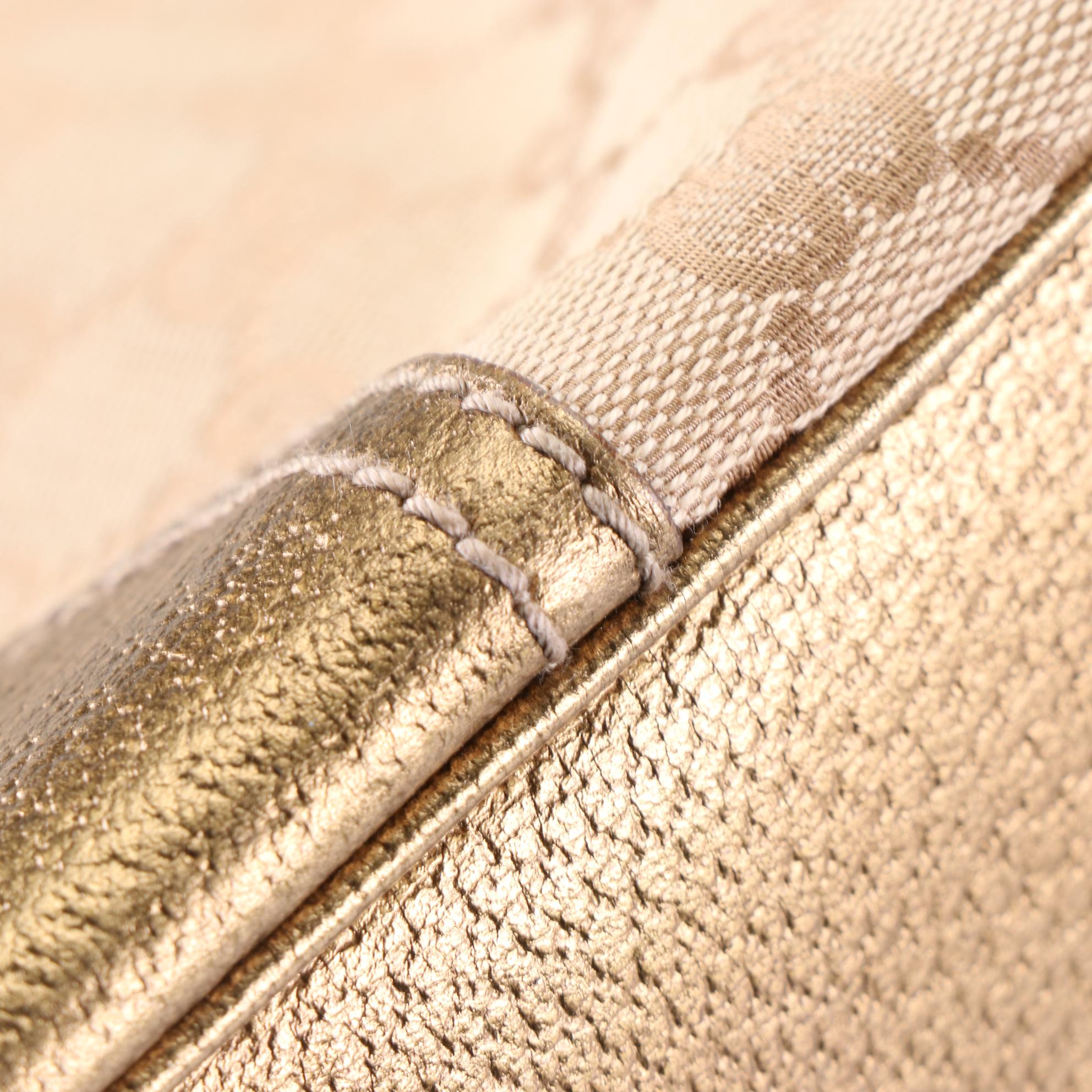 Gucci Princy Shoulder Bag in GG Canvas and Metallic Cingiale Leather