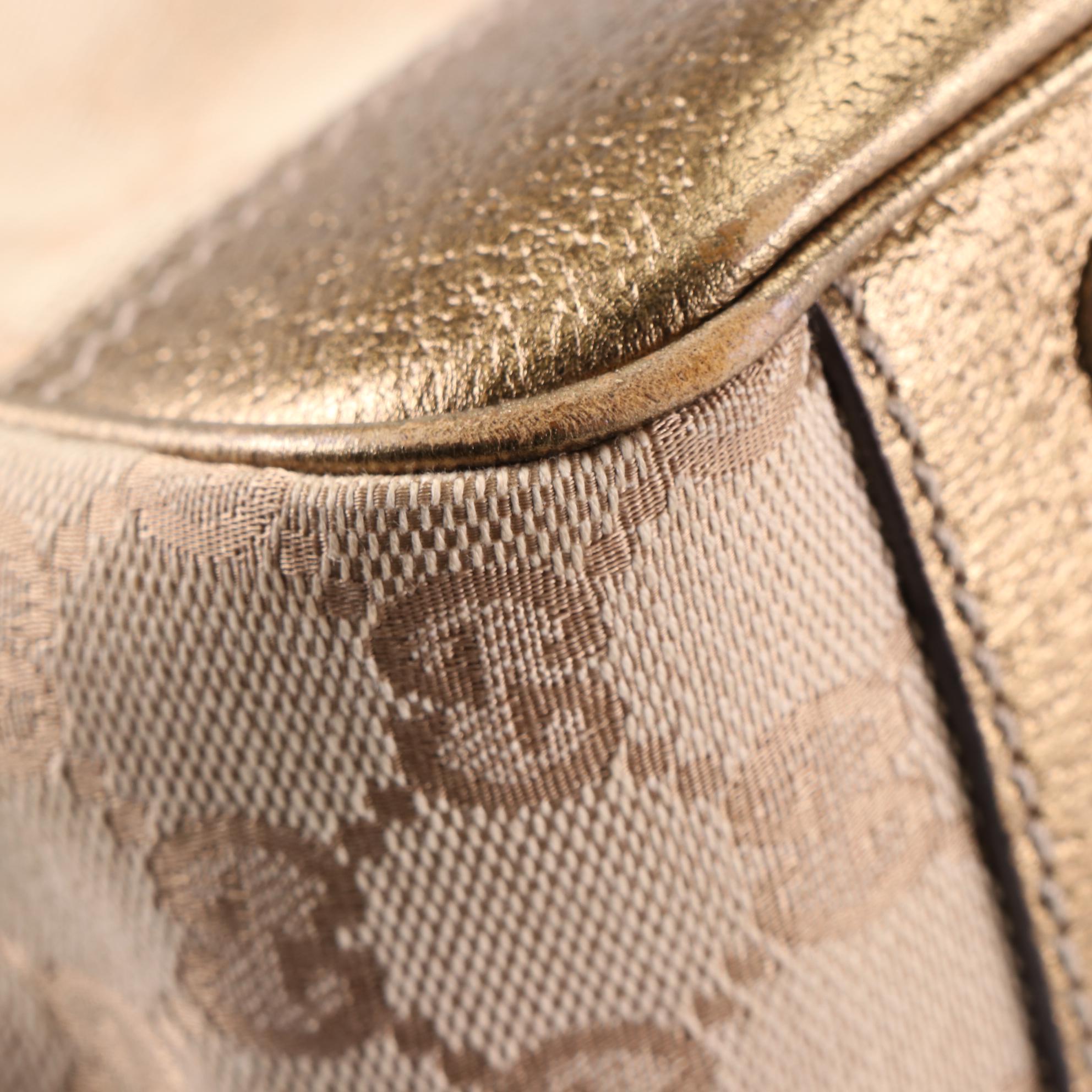 Gucci Princy Shoulder Bag in GG Canvas and Metallic Cingiale Leather