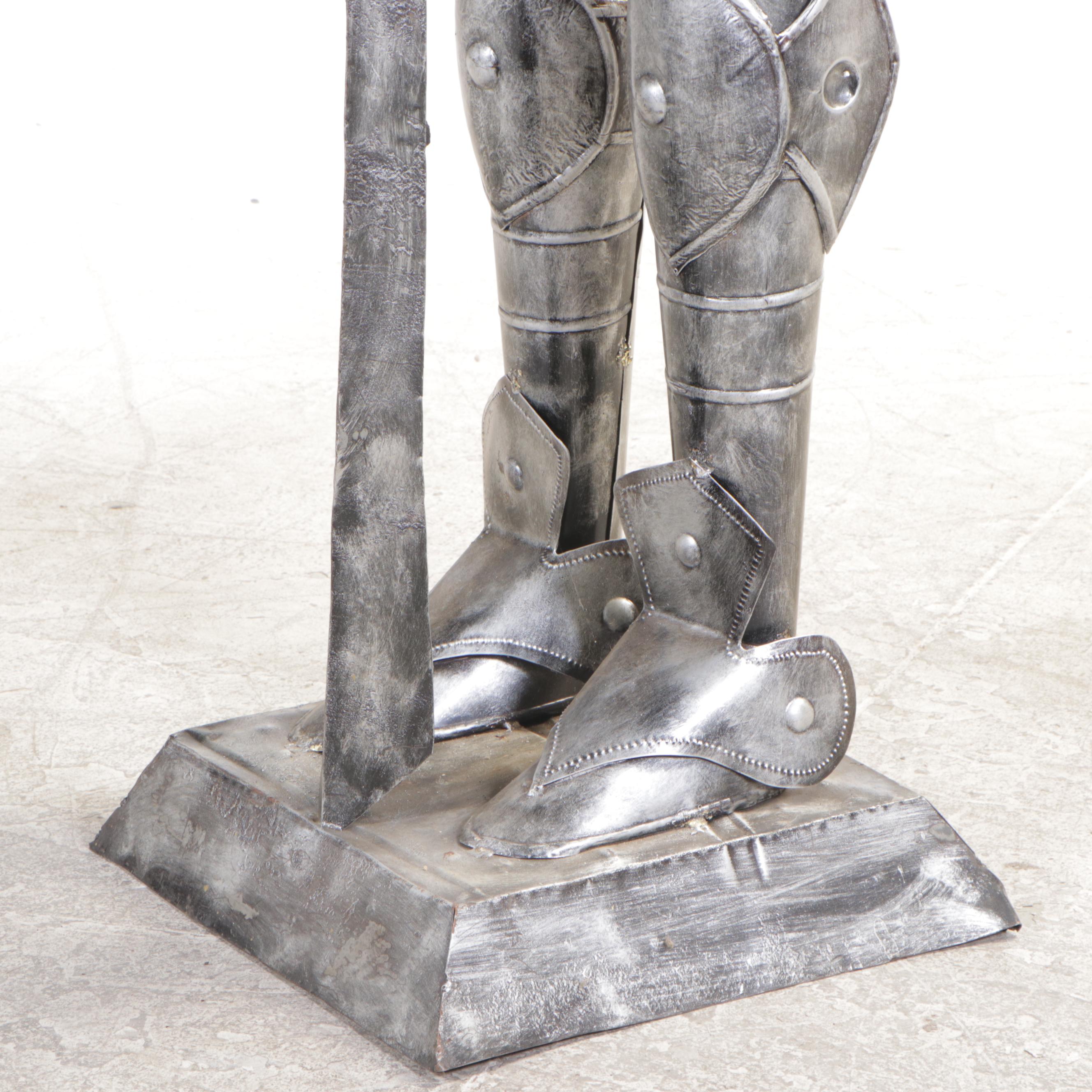Patinated Metal Medieval Knight Statue