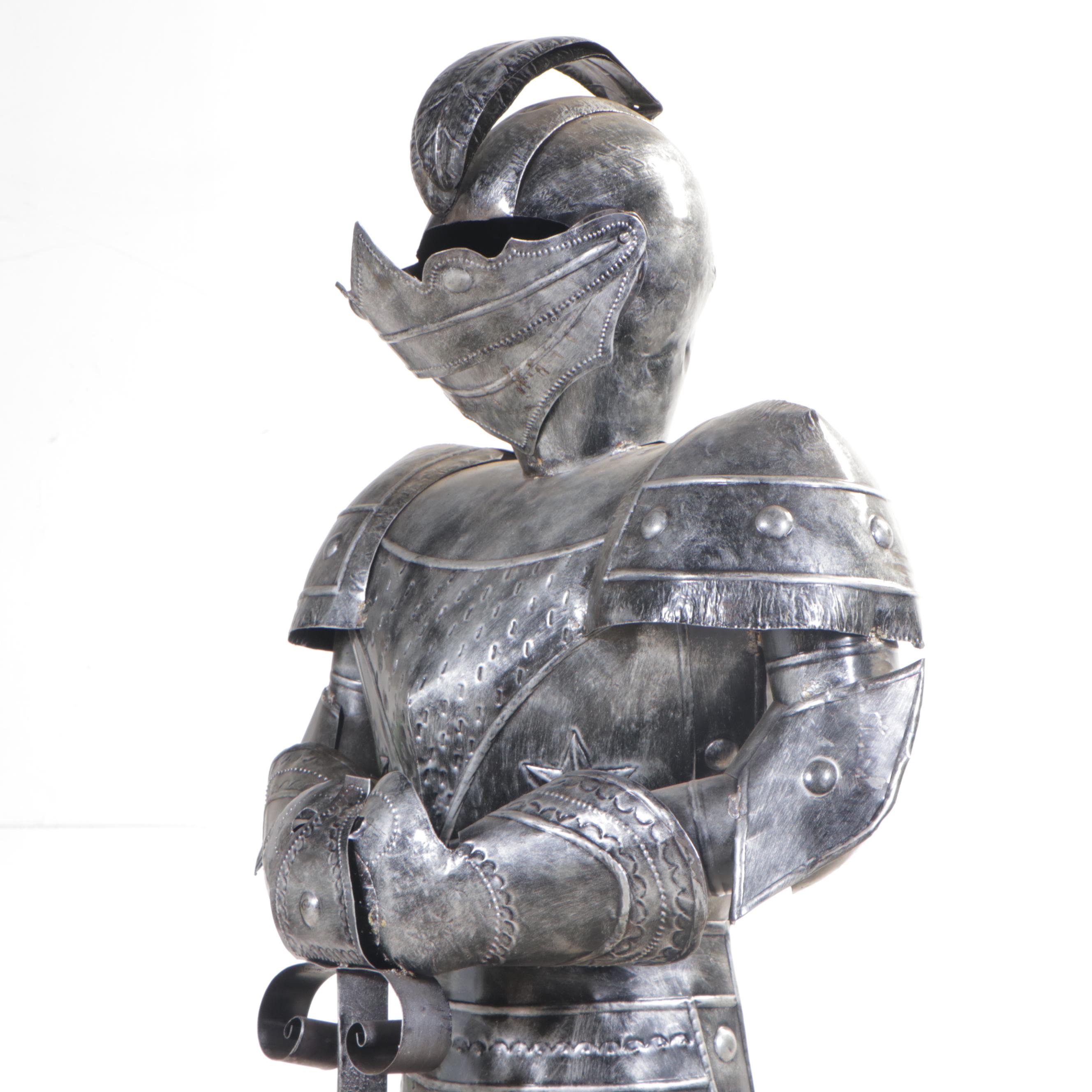 Patinated Metal Medieval Knight Statue