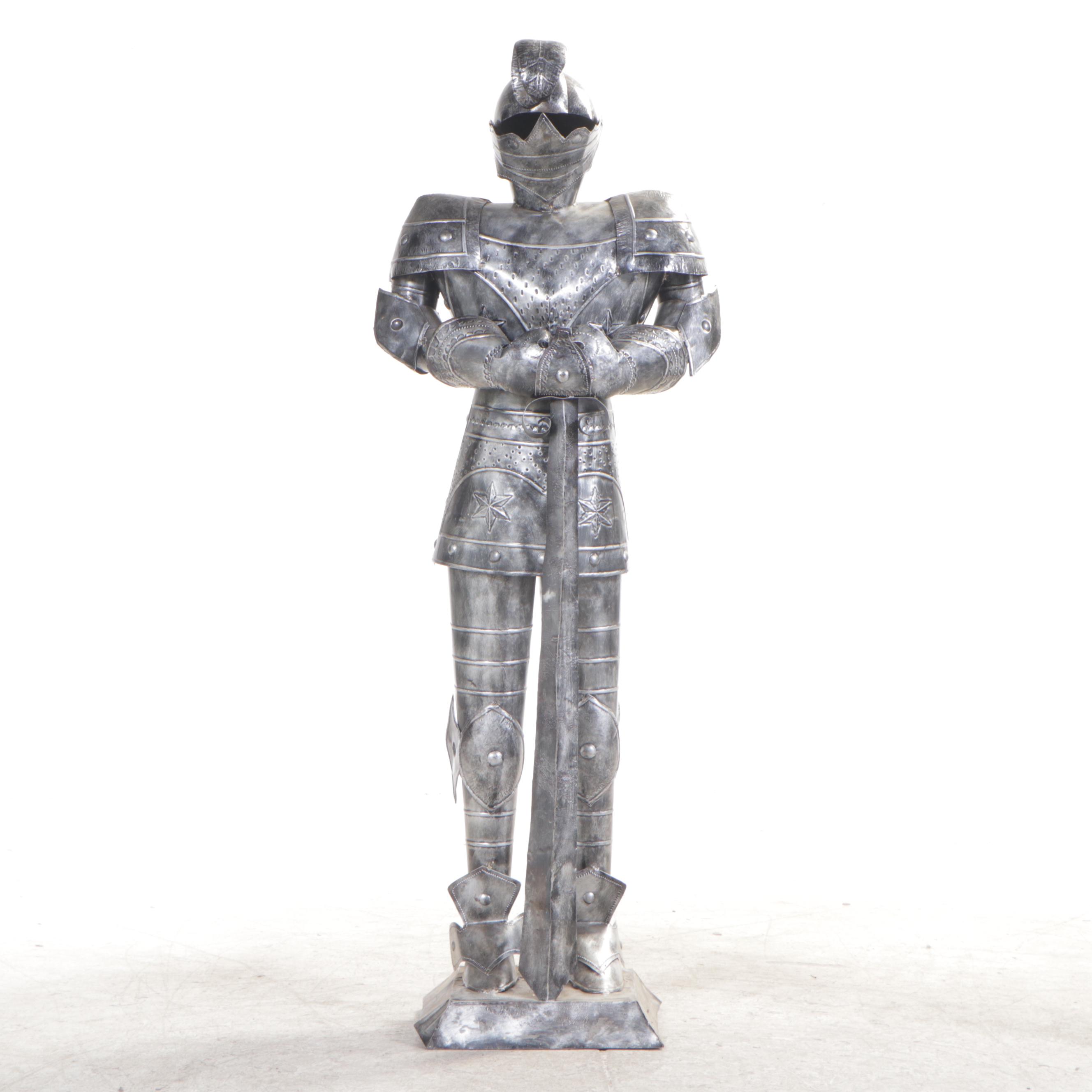 Patinated Metal Medieval Knight Statue