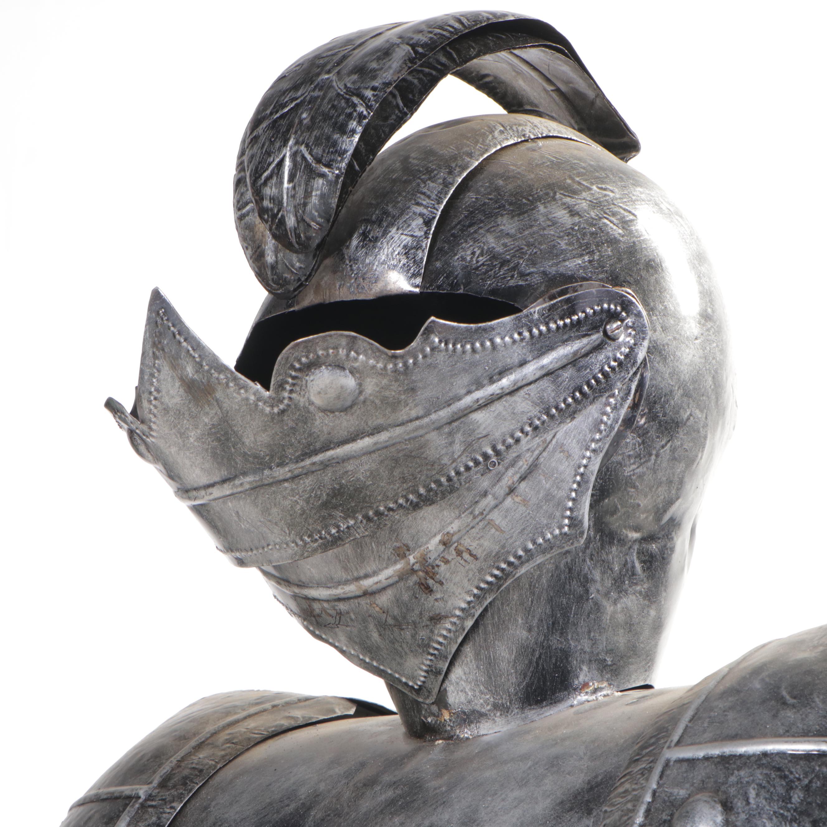 Patinated Metal Medieval Knight Statue