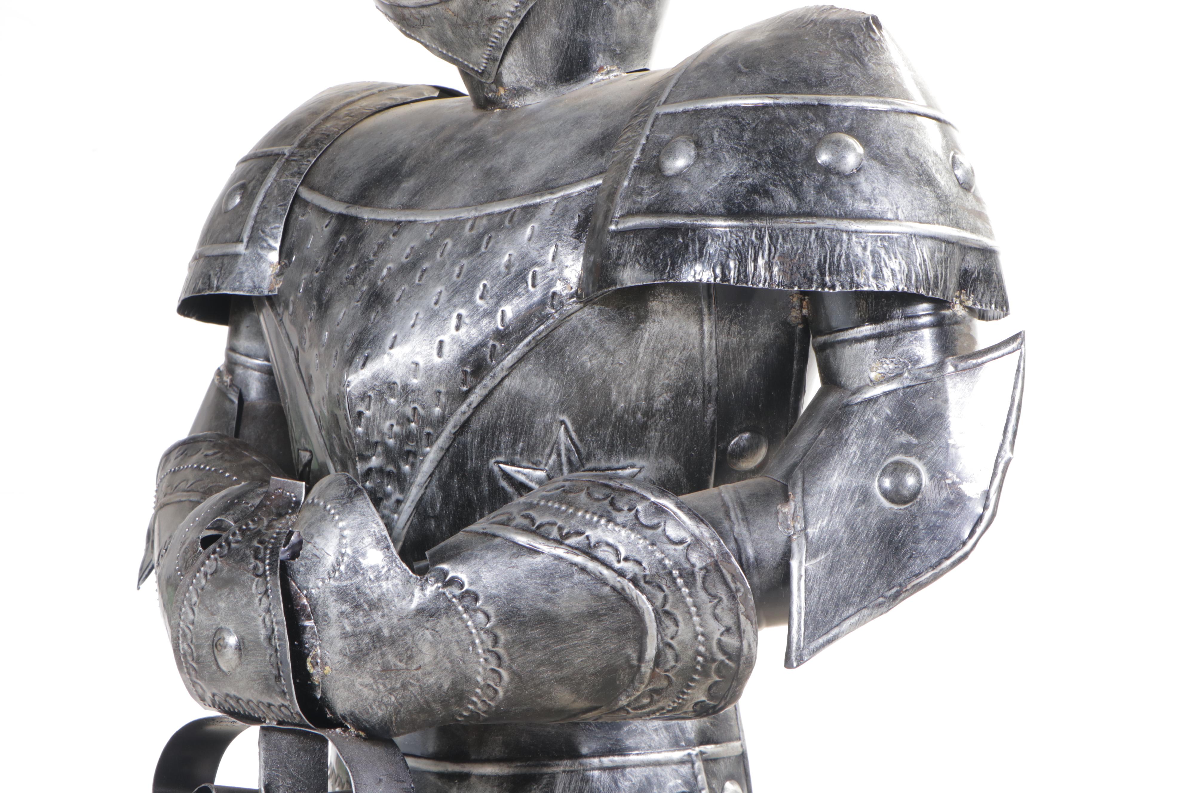 Patinated Metal Medieval Knight Statue