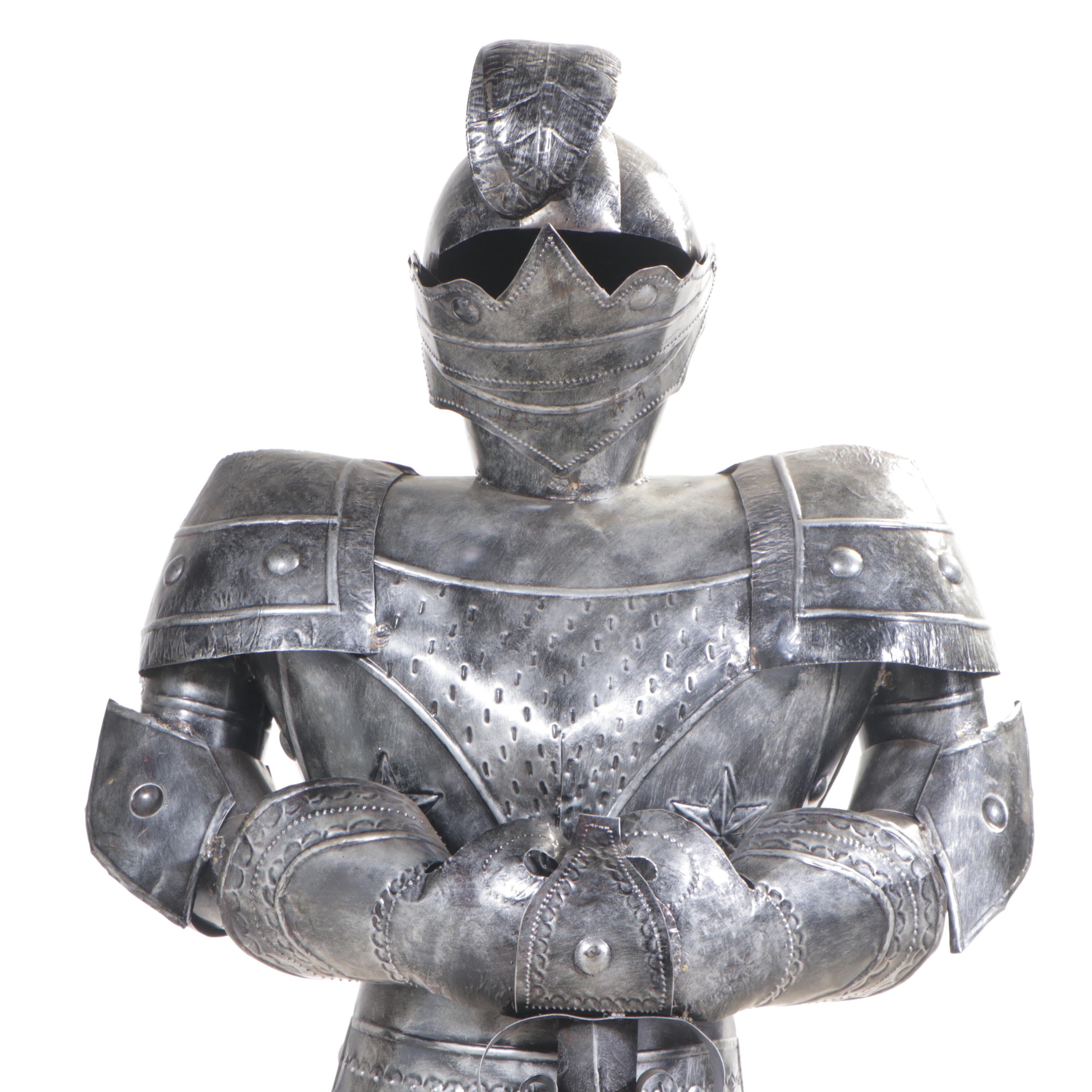 Patinated Metal Medieval Knight Statue