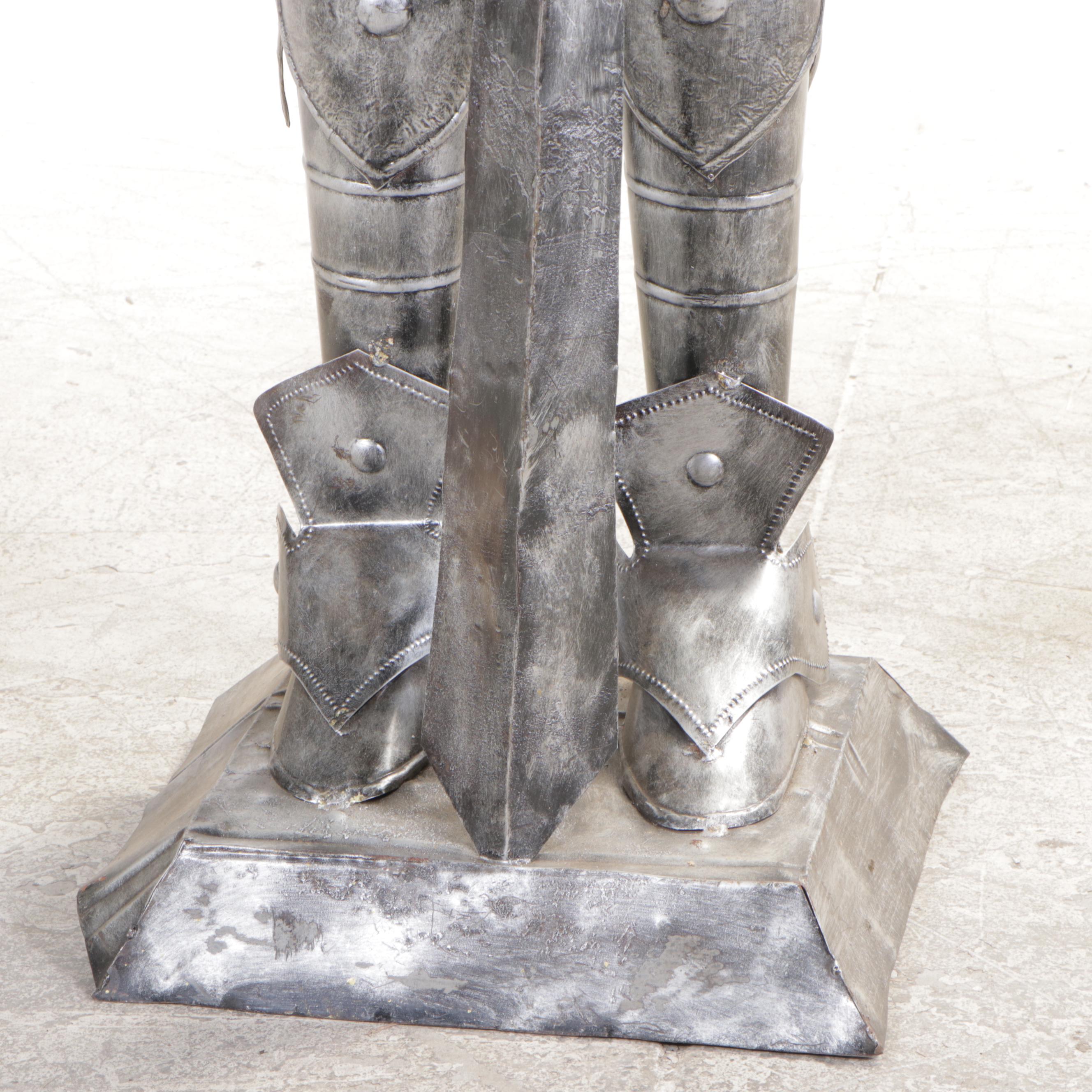 Patinated Metal Medieval Knight Statue