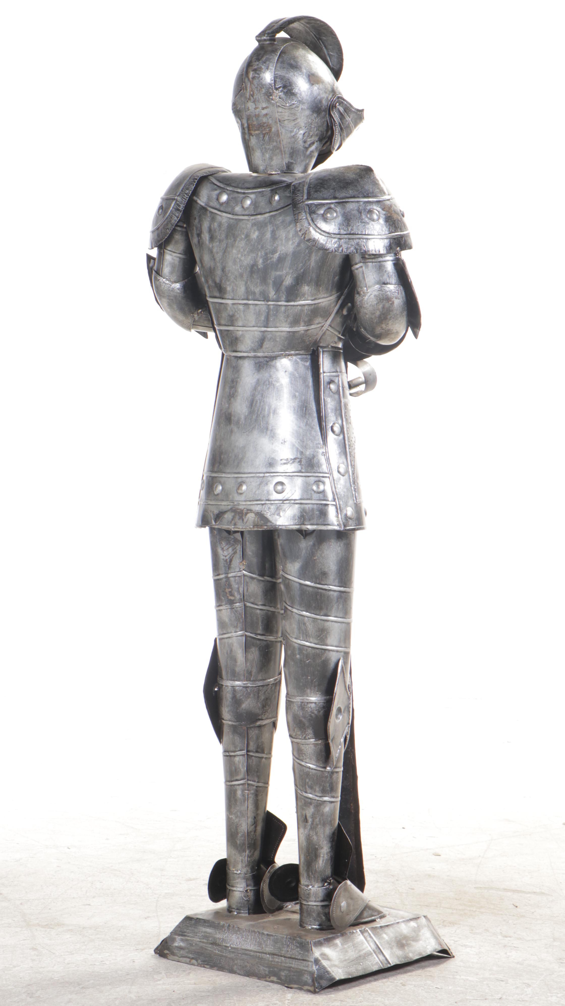 Patinated Metal Medieval Knight Statue