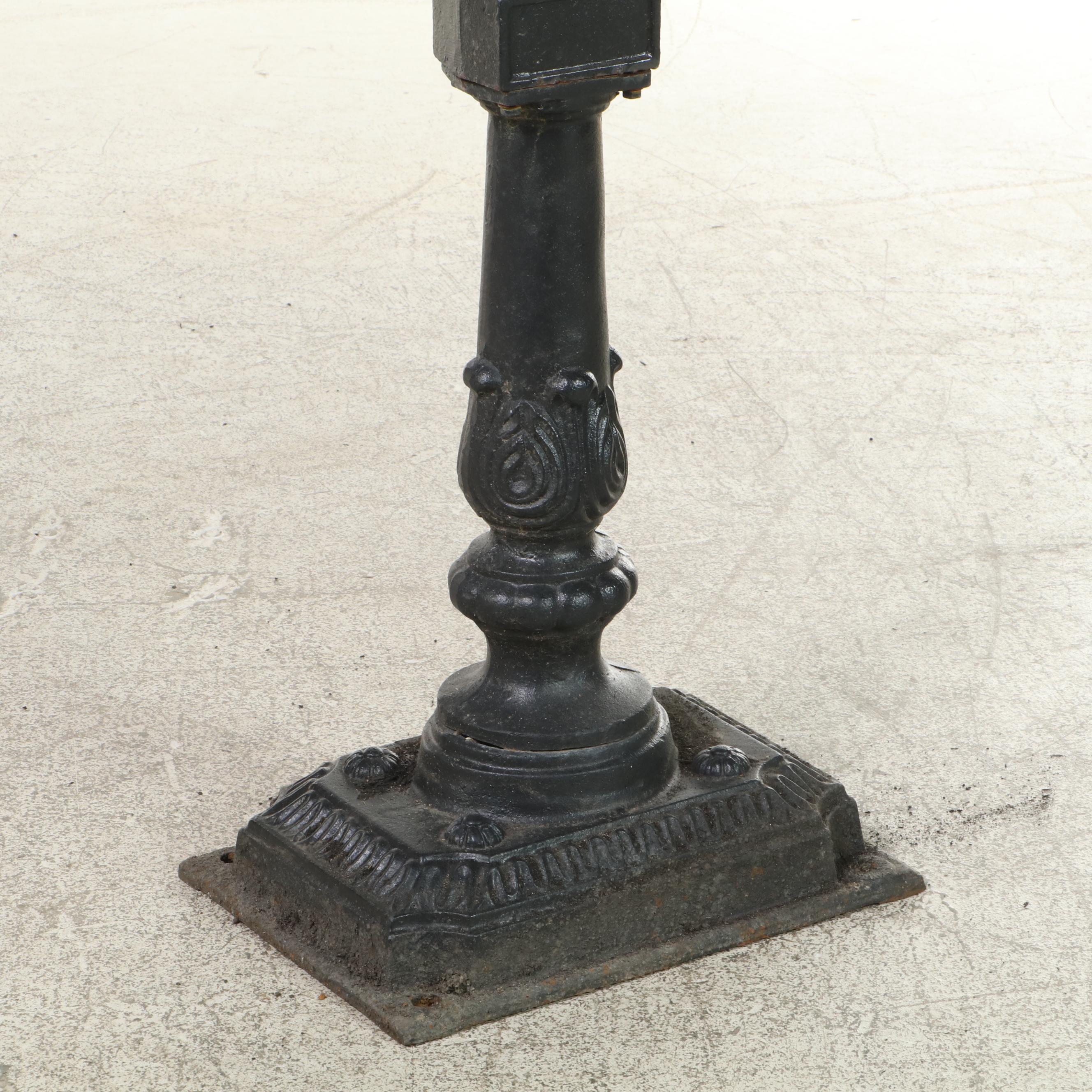 Cast Iron U.S. Mail Box on Stand with Key