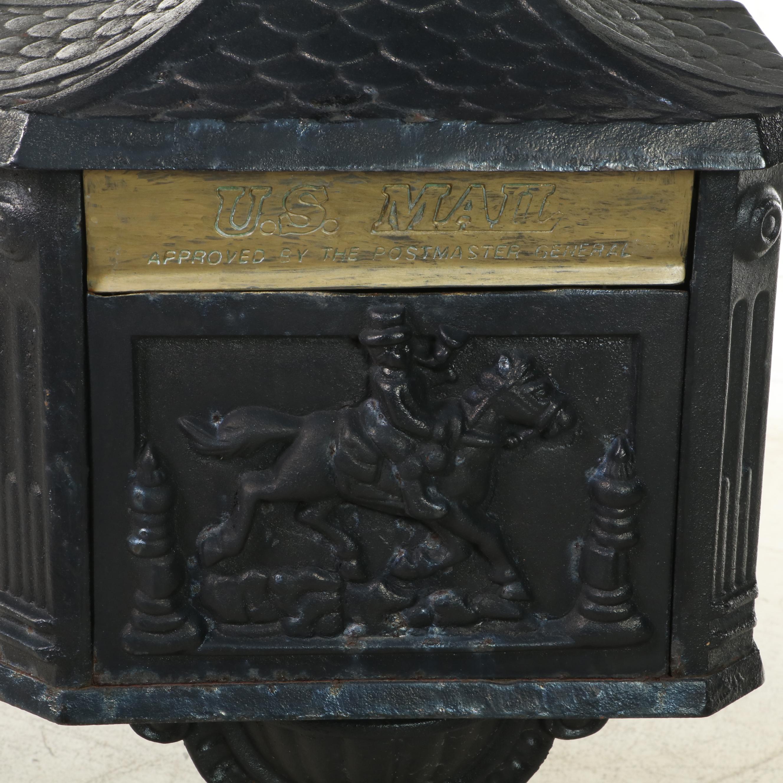 Cast Iron U.S. Mail Box on Stand with Key