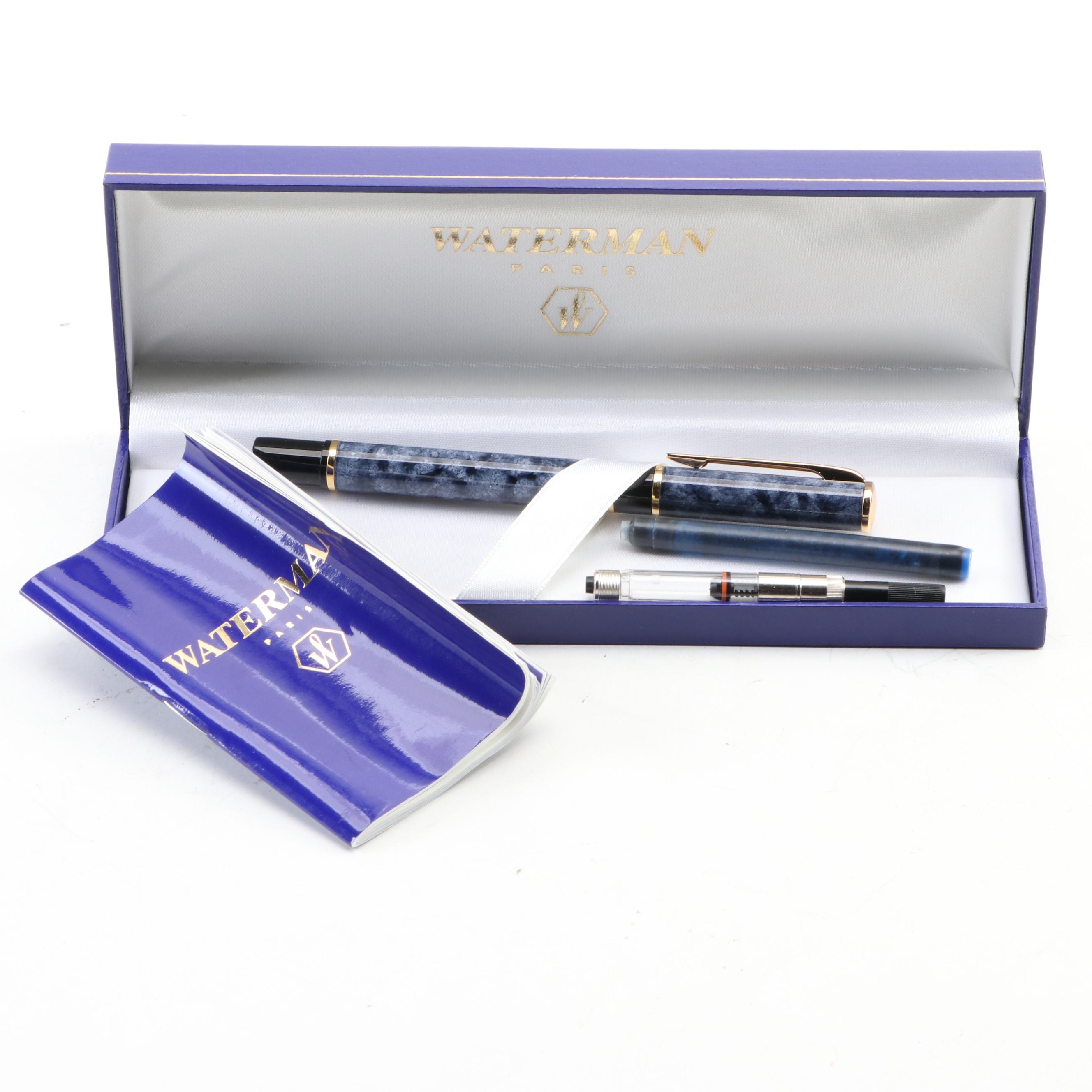 Waterman Blue Marbled Fountain Pen