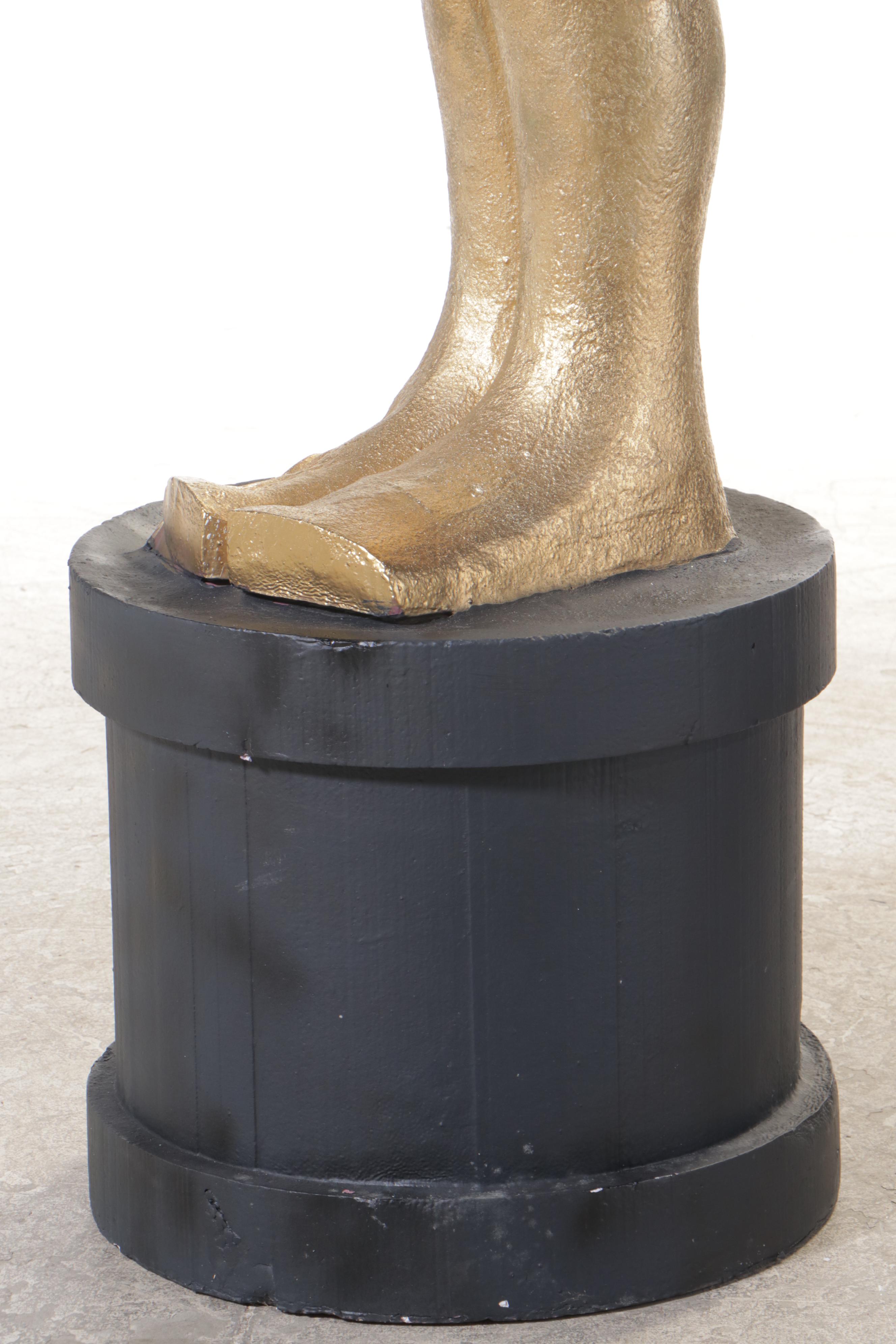 Monumental Gilt and Parcel-Ebonized Polystyrene Foam "Oscar" Statue