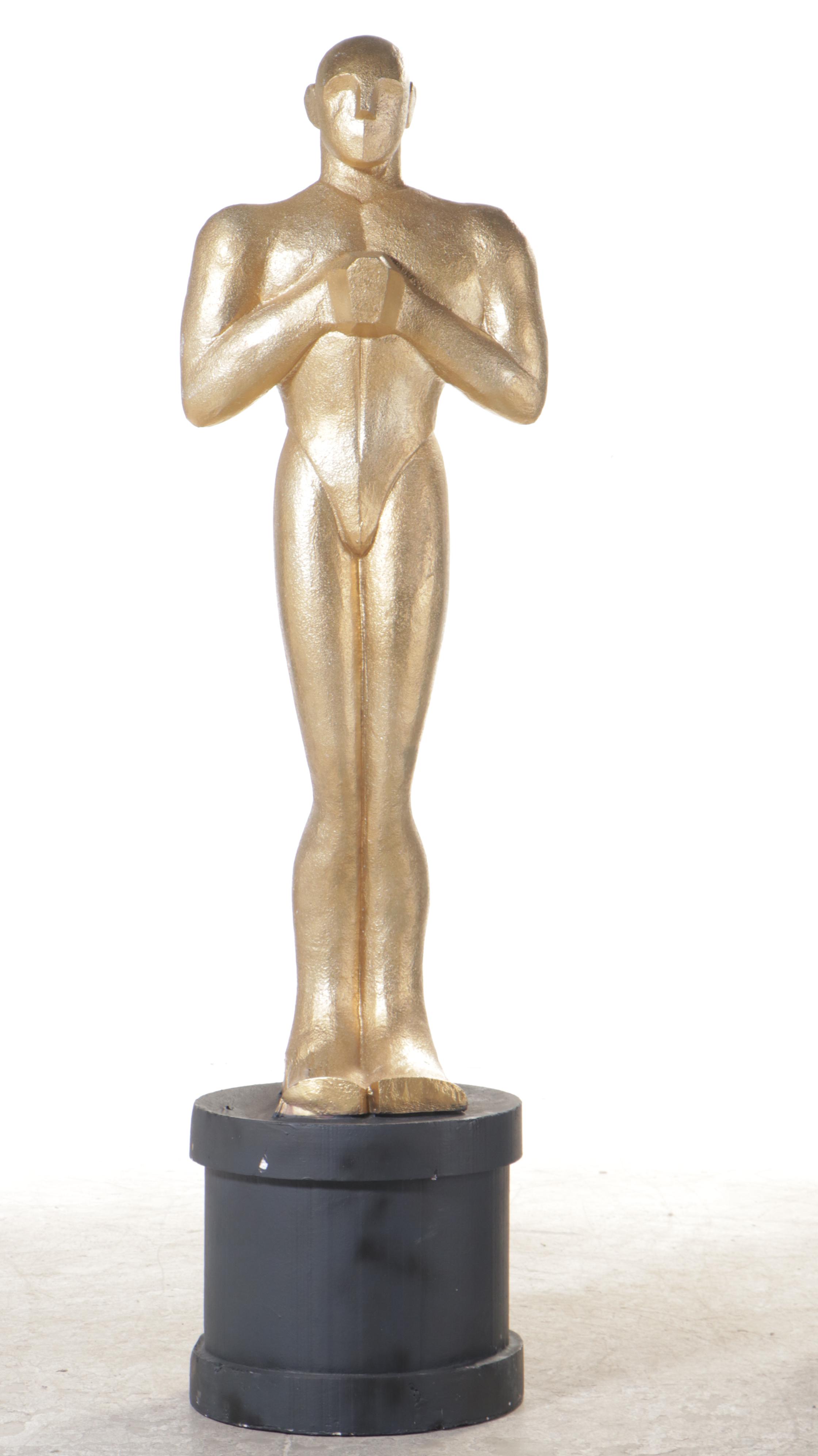 Monumental Gilt and Parcel-Ebonized Polystyrene Foam "Oscar" Statue