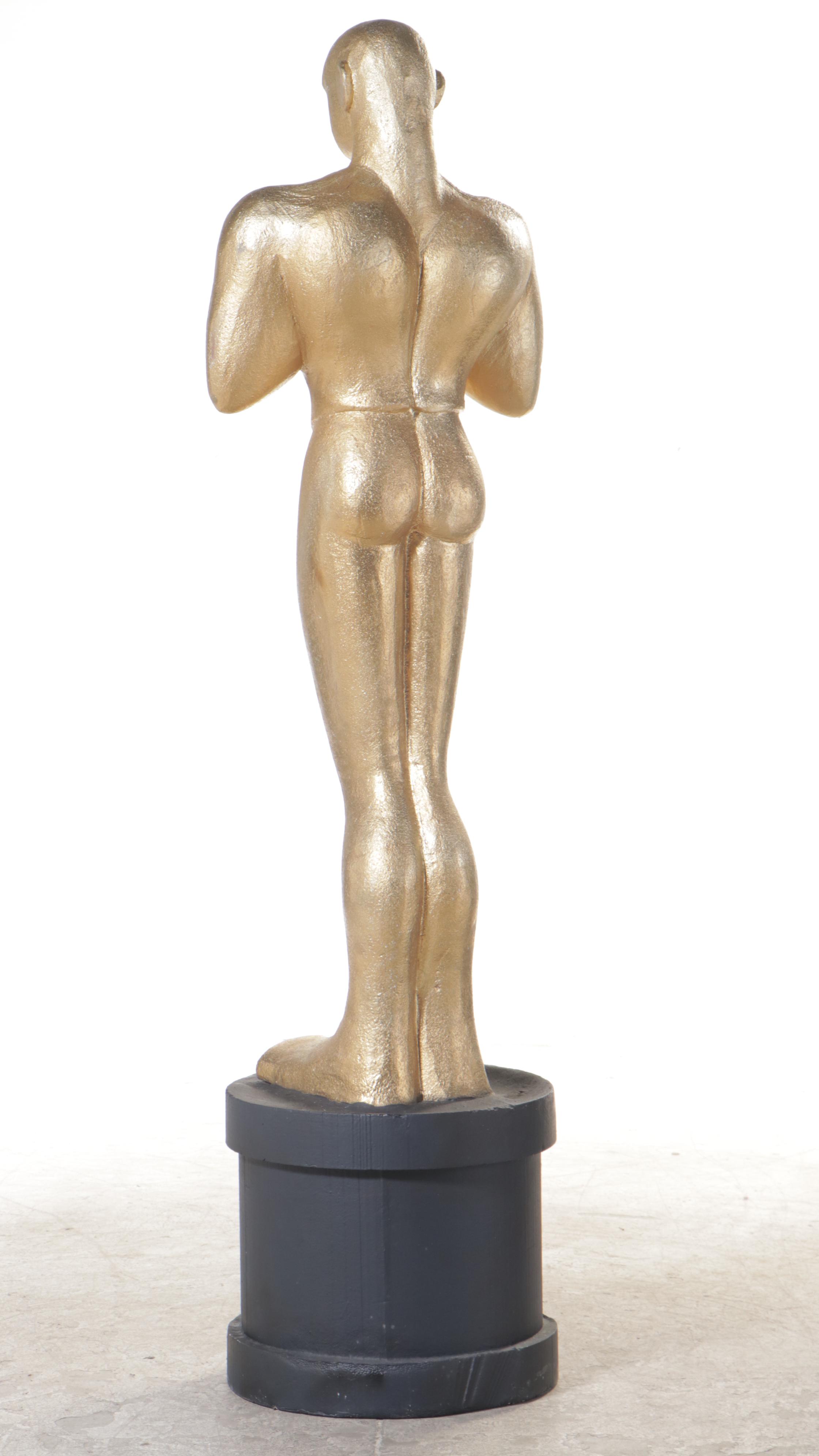 Monumental Gilt and Parcel-Ebonized Polystyrene Foam "Oscar" Statue