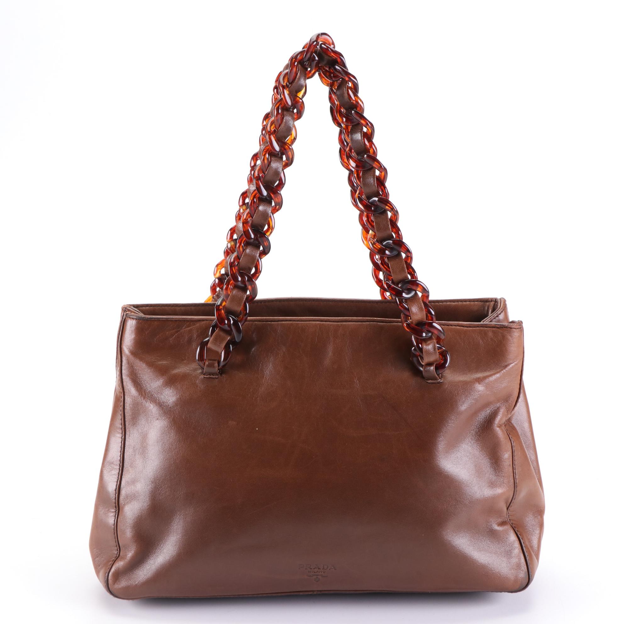 Prada Leather Shoulder Bag with Interwoven Straps