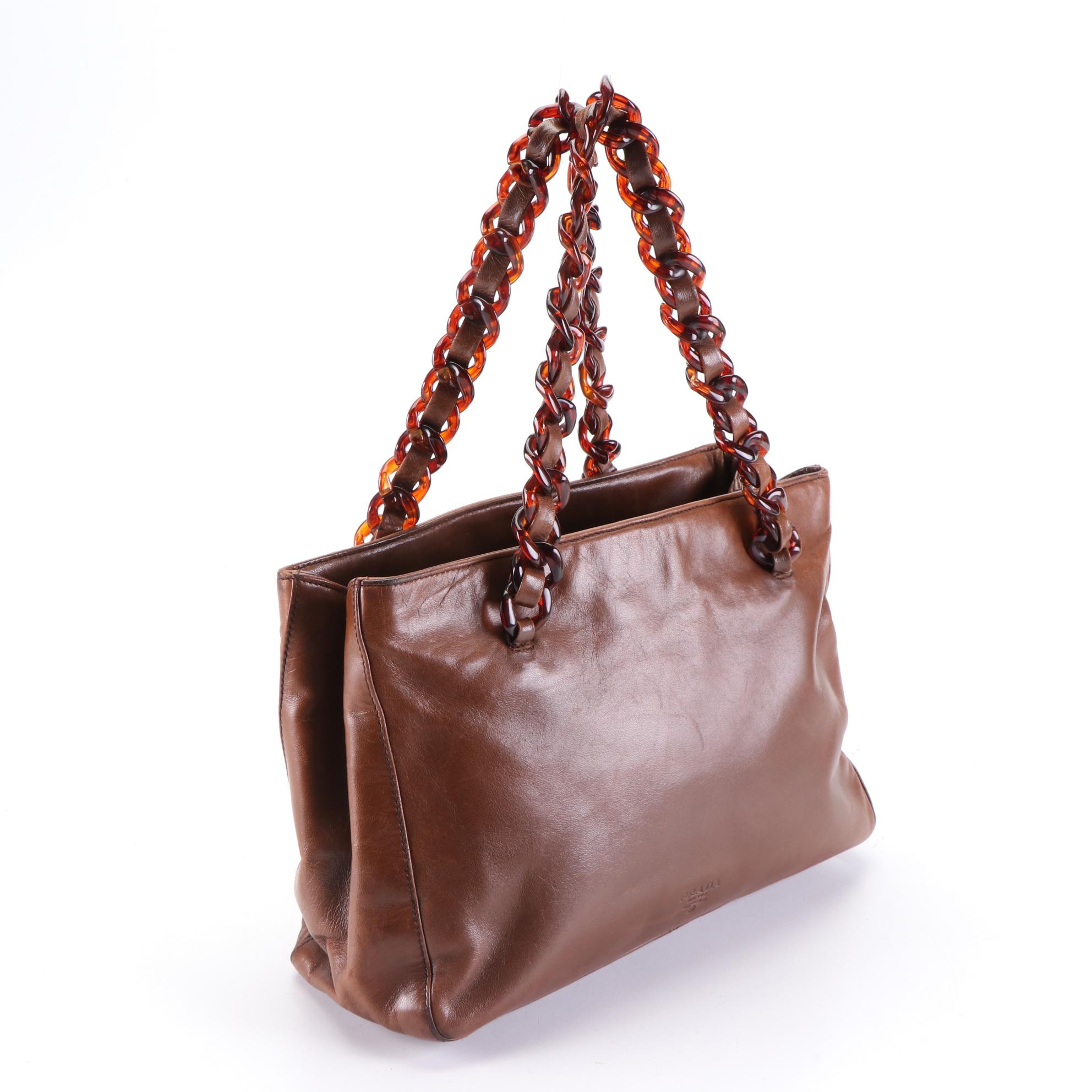 Prada Leather Shoulder Bag with Interwoven Straps