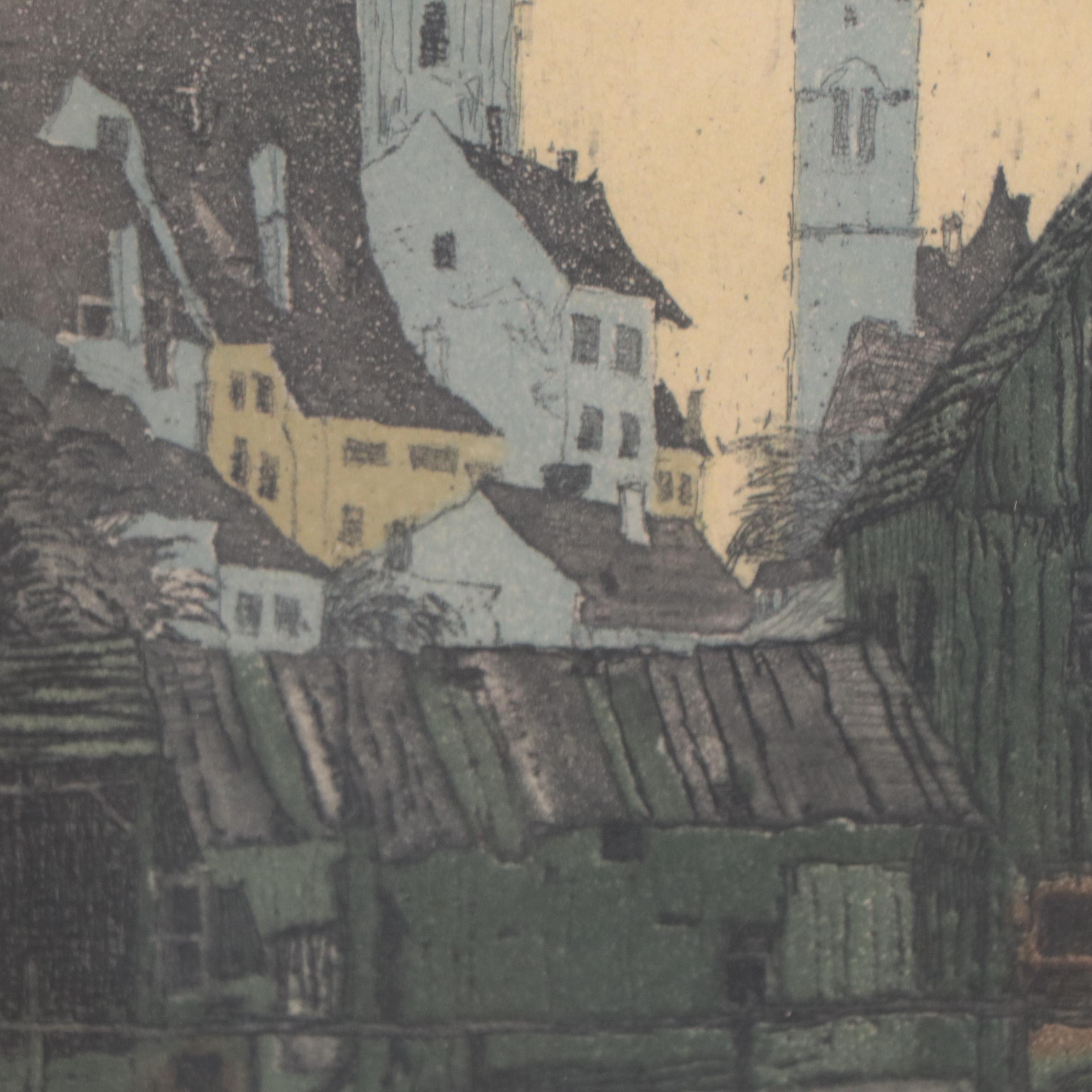 Hans Figura Aquatint Etching of Styria, Austria