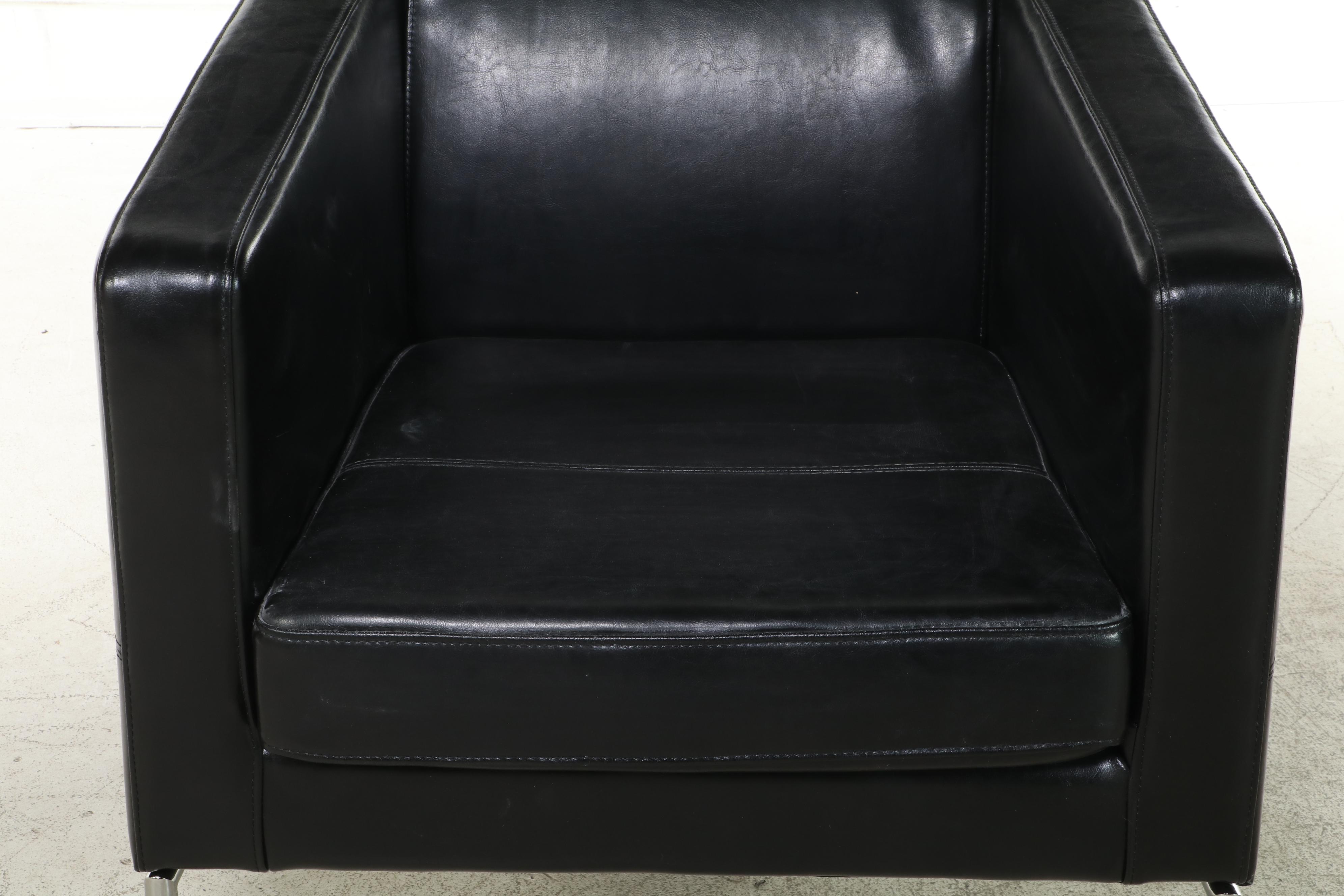 Marianne and Knut Hagberg for IKEA "Klappsta" Leather and Chrome Club Chairs