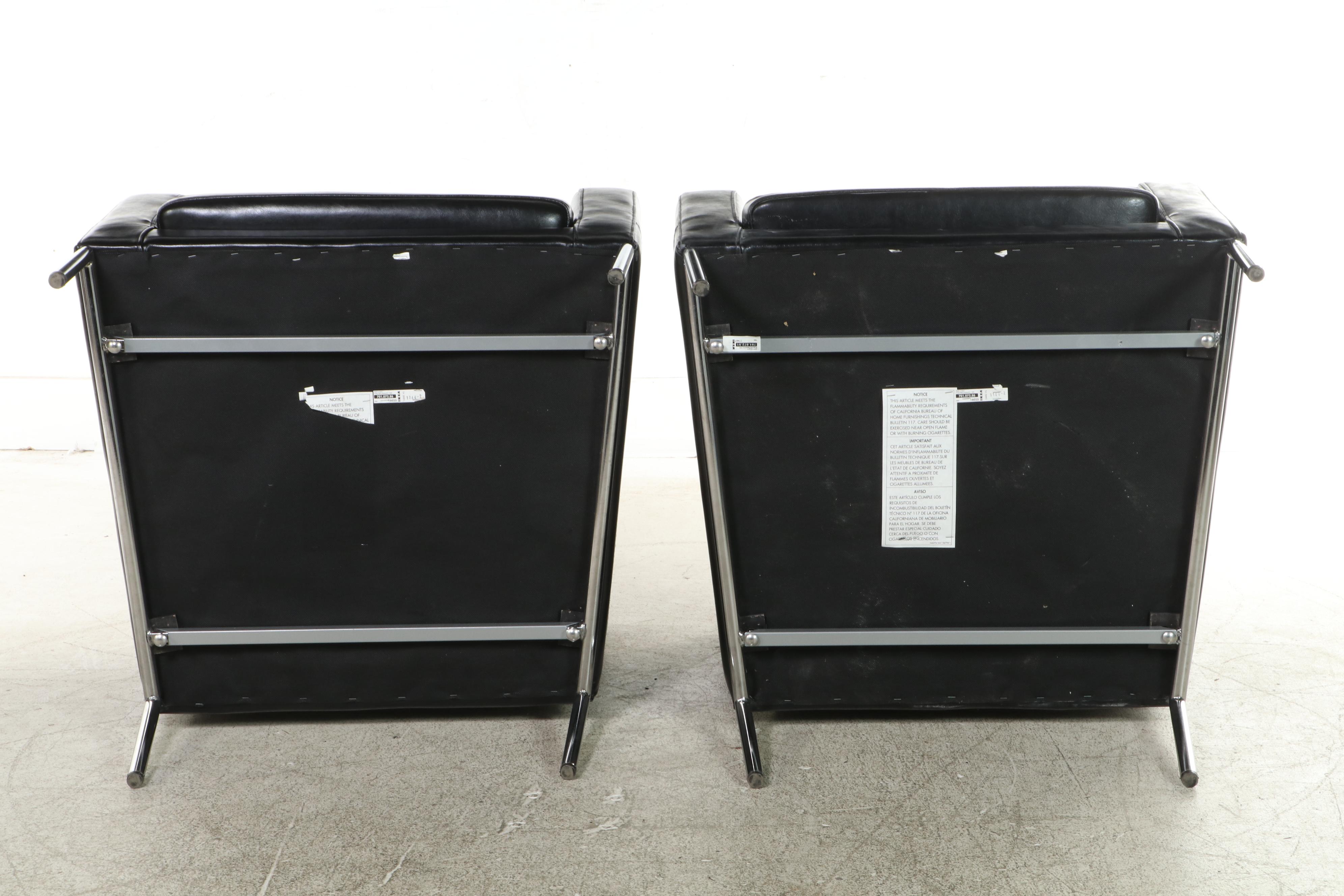 Marianne and Knut Hagberg for IKEA "Klappsta" Leather and Chrome Club Chairs