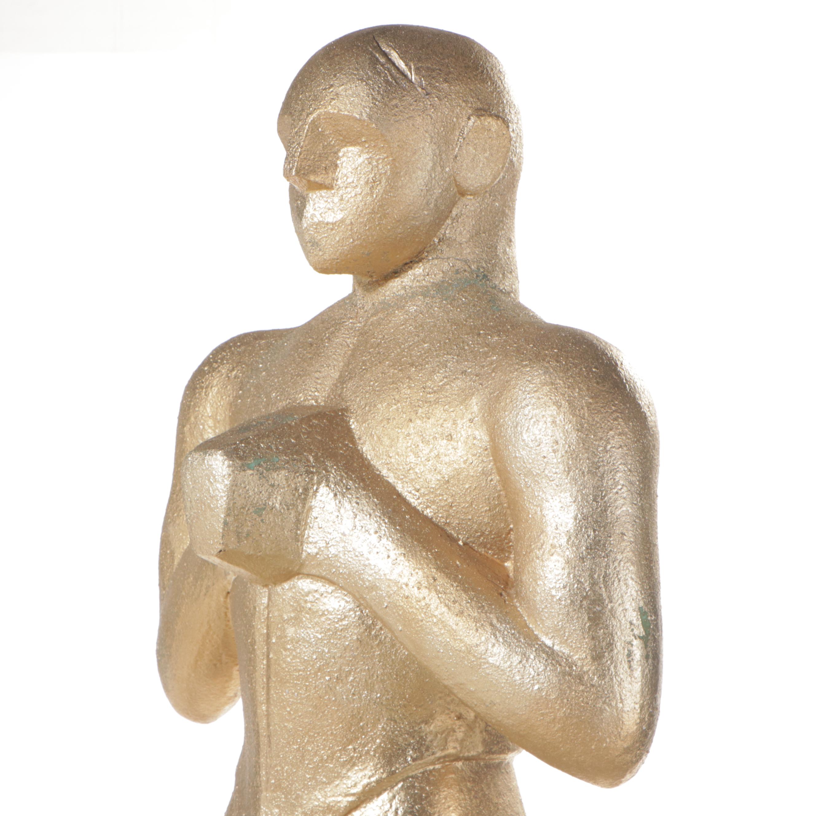 Monumental Gilt and Parcel-Ebonized Polystyrene Foam "Oscar" Statue