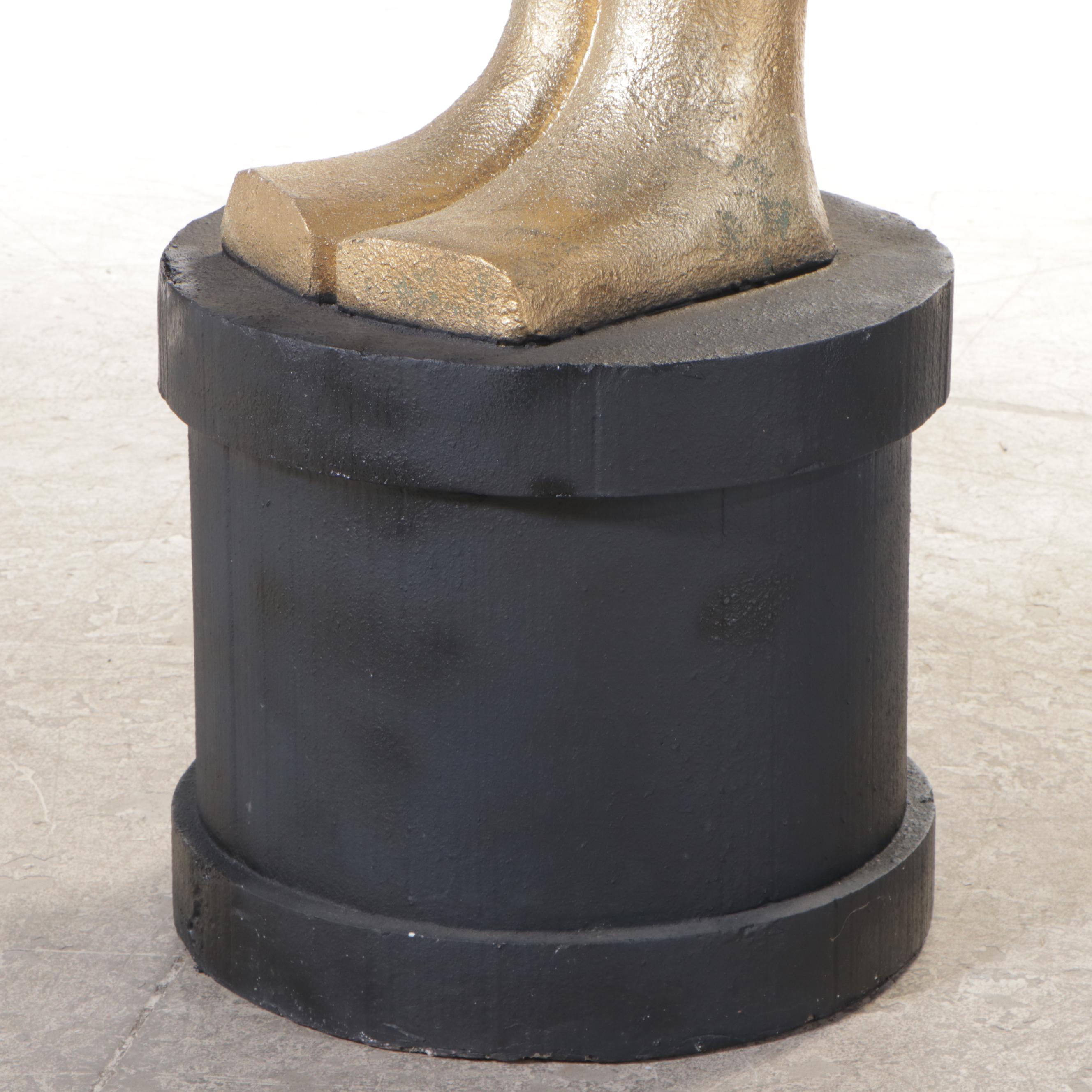 Monumental Gilt and Parcel-Ebonized Polystyrene Foam "Oscar" Statue