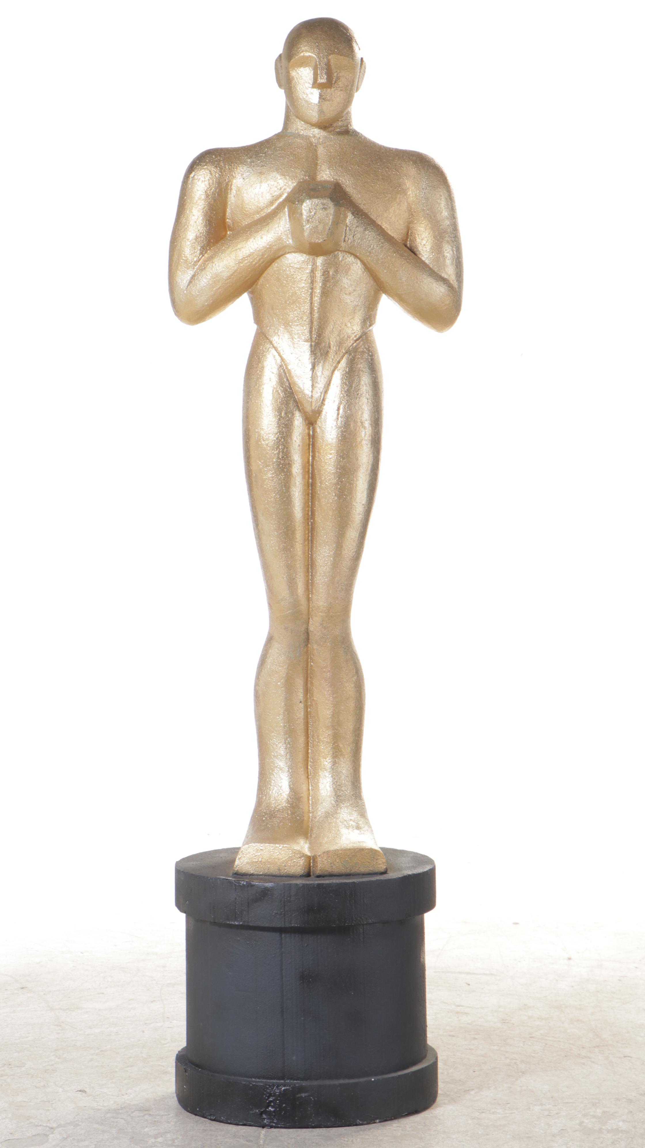 Monumental Gilt and Parcel-Ebonized Polystyrene Foam "Oscar" Statue