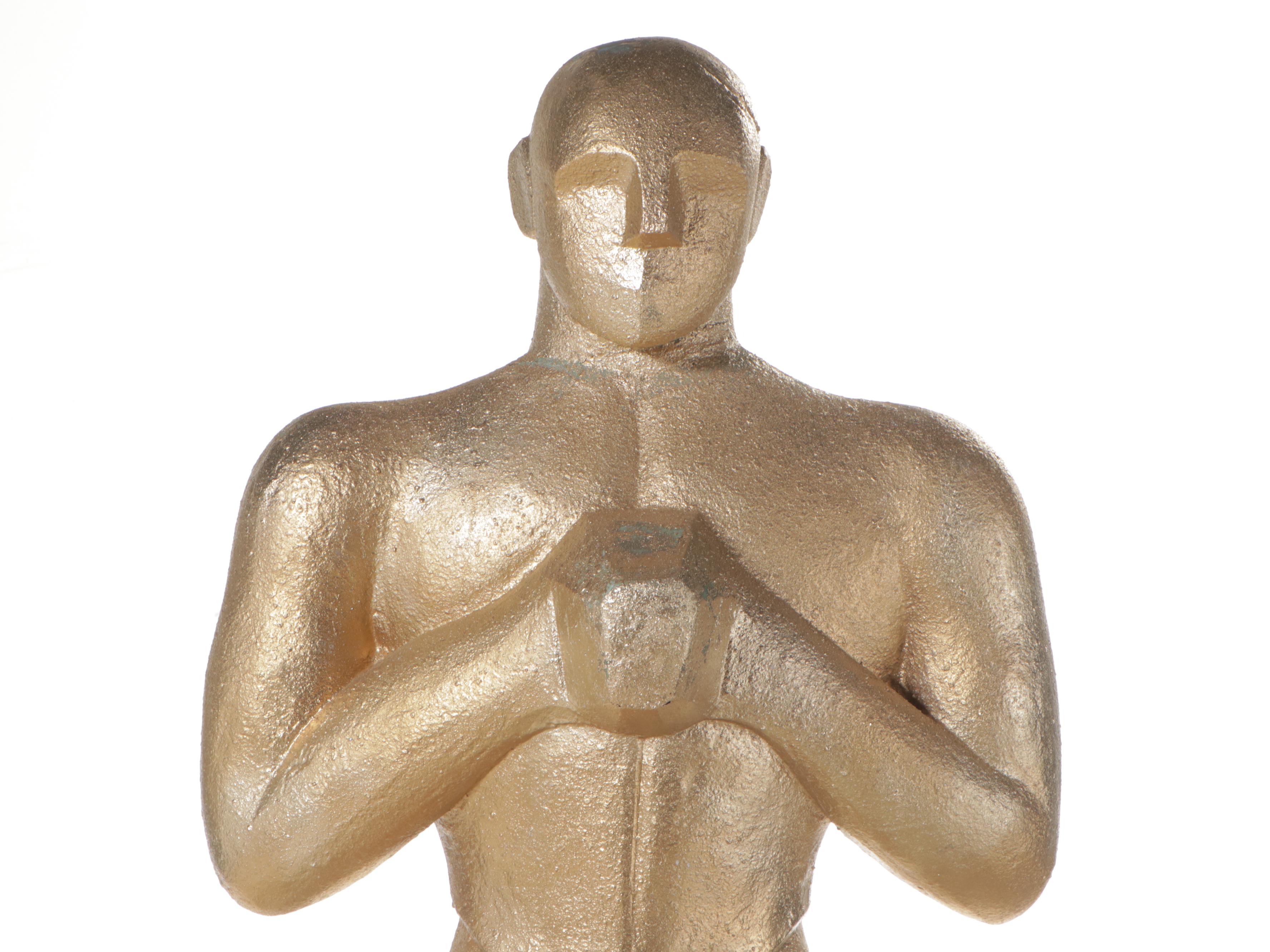 Monumental Gilt and Parcel-Ebonized Polystyrene Foam "Oscar" Statue