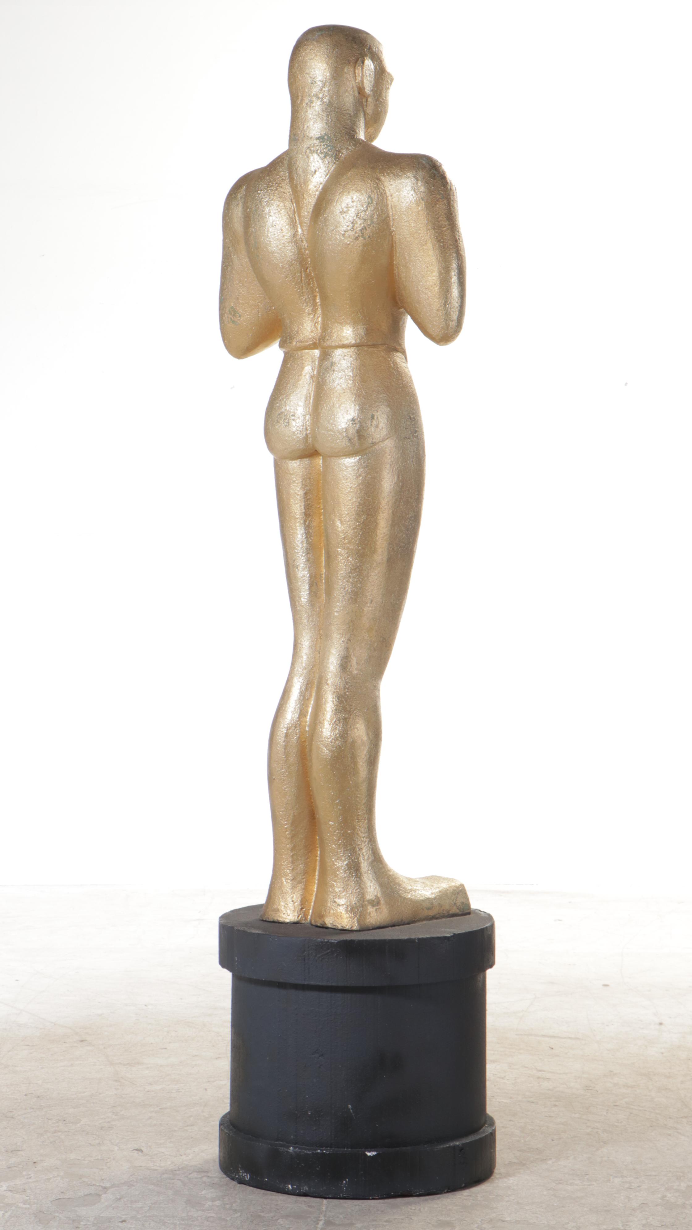 Monumental Gilt and Parcel-Ebonized Polystyrene Foam "Oscar" Statue