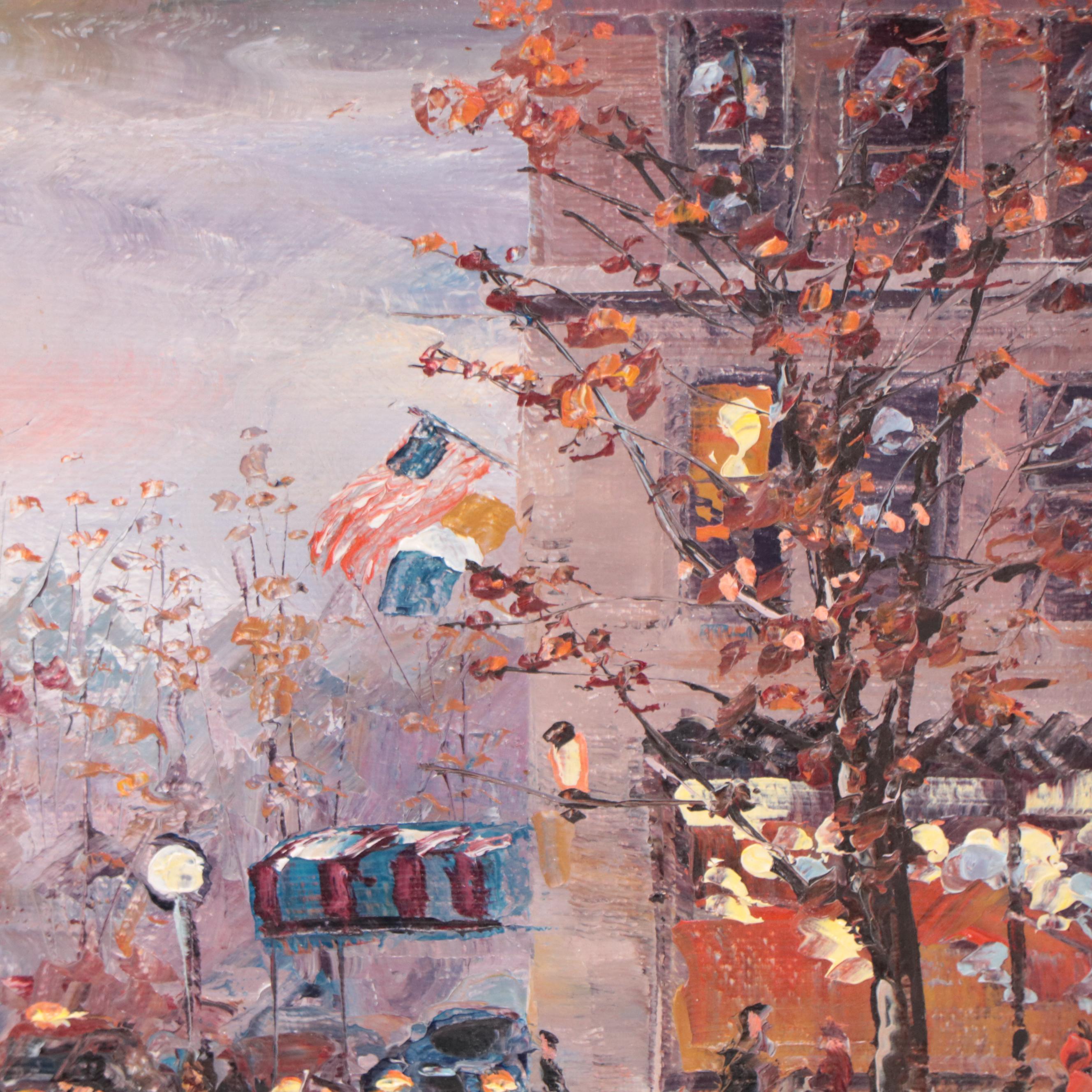 Robert LeBron New York City Scene Oil Painting