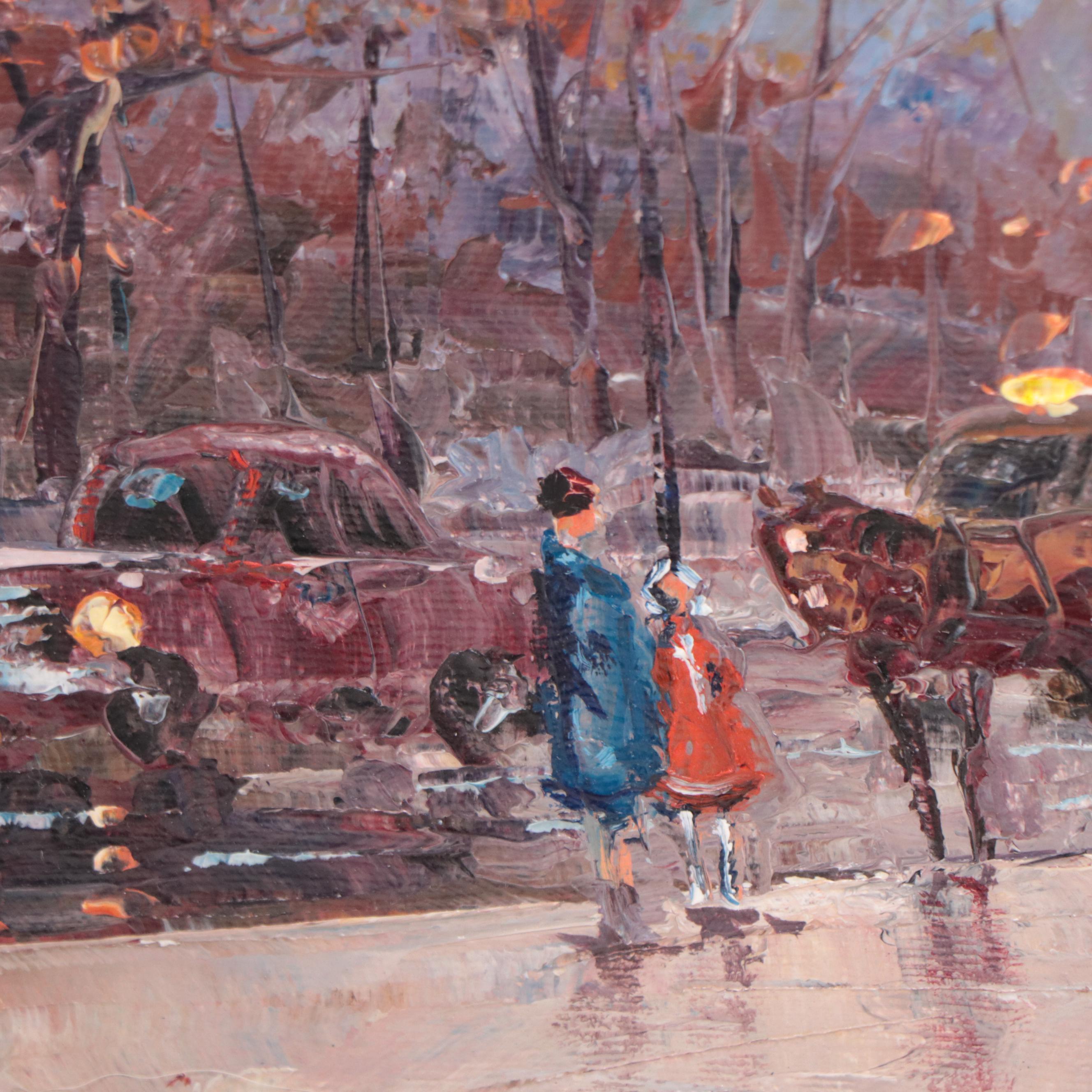 Robert LeBron New York City Scene Oil Painting