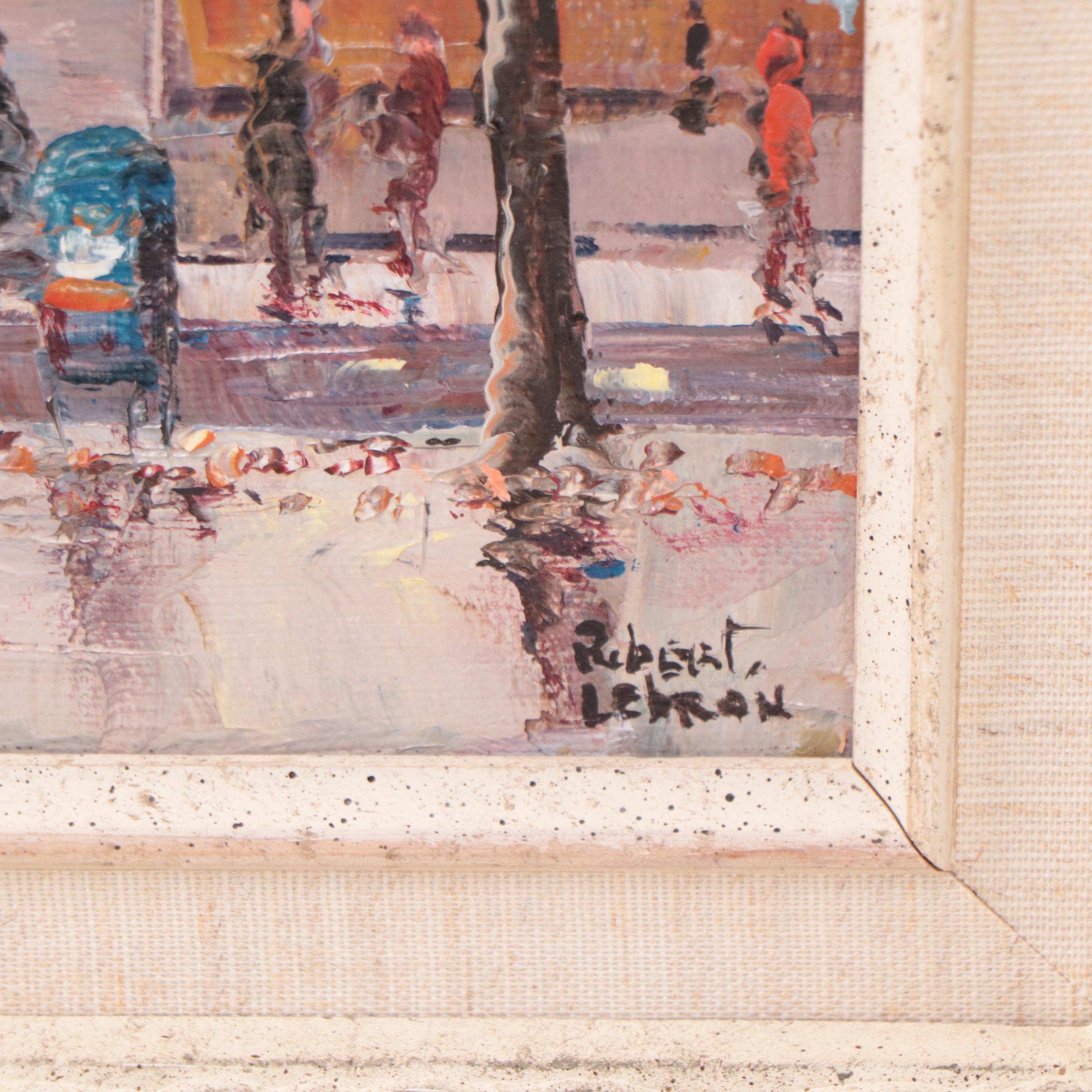 Robert LeBron New York City Scene Oil Painting