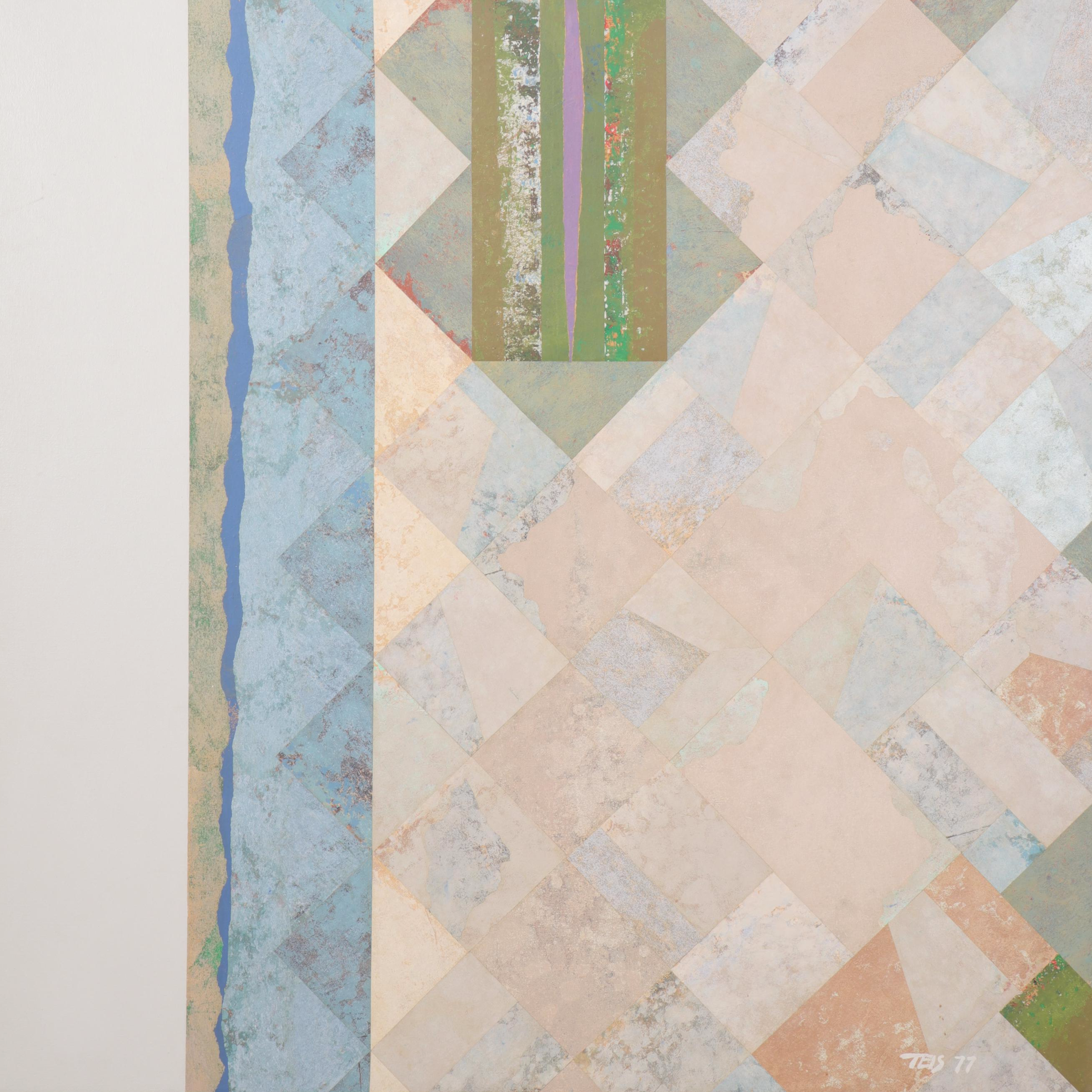 Daniel Teis Large-Scale Abstract Mixed Media Painting, 1977