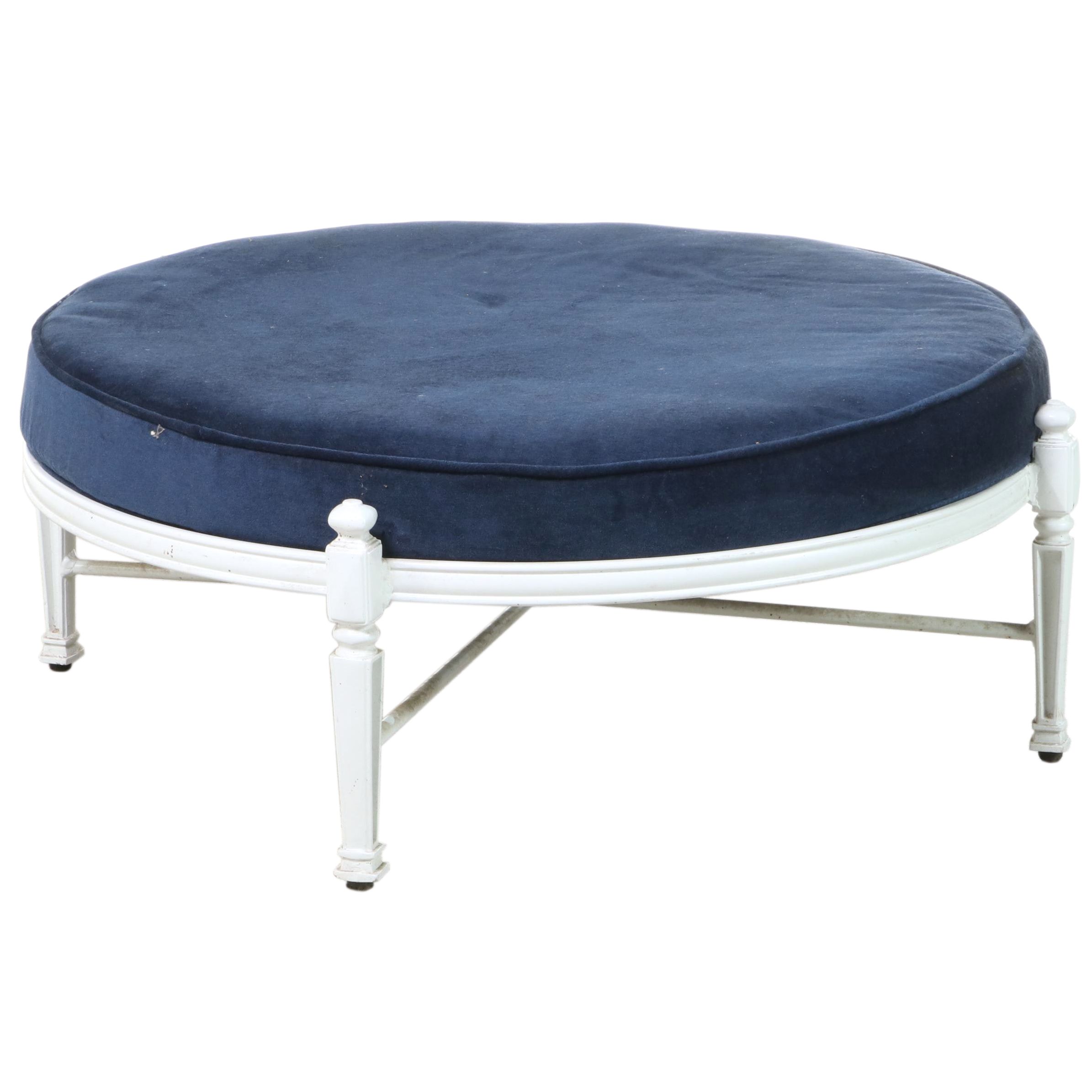 Cast Aluminum and Cushion Top Round Cocktail Ottoman
