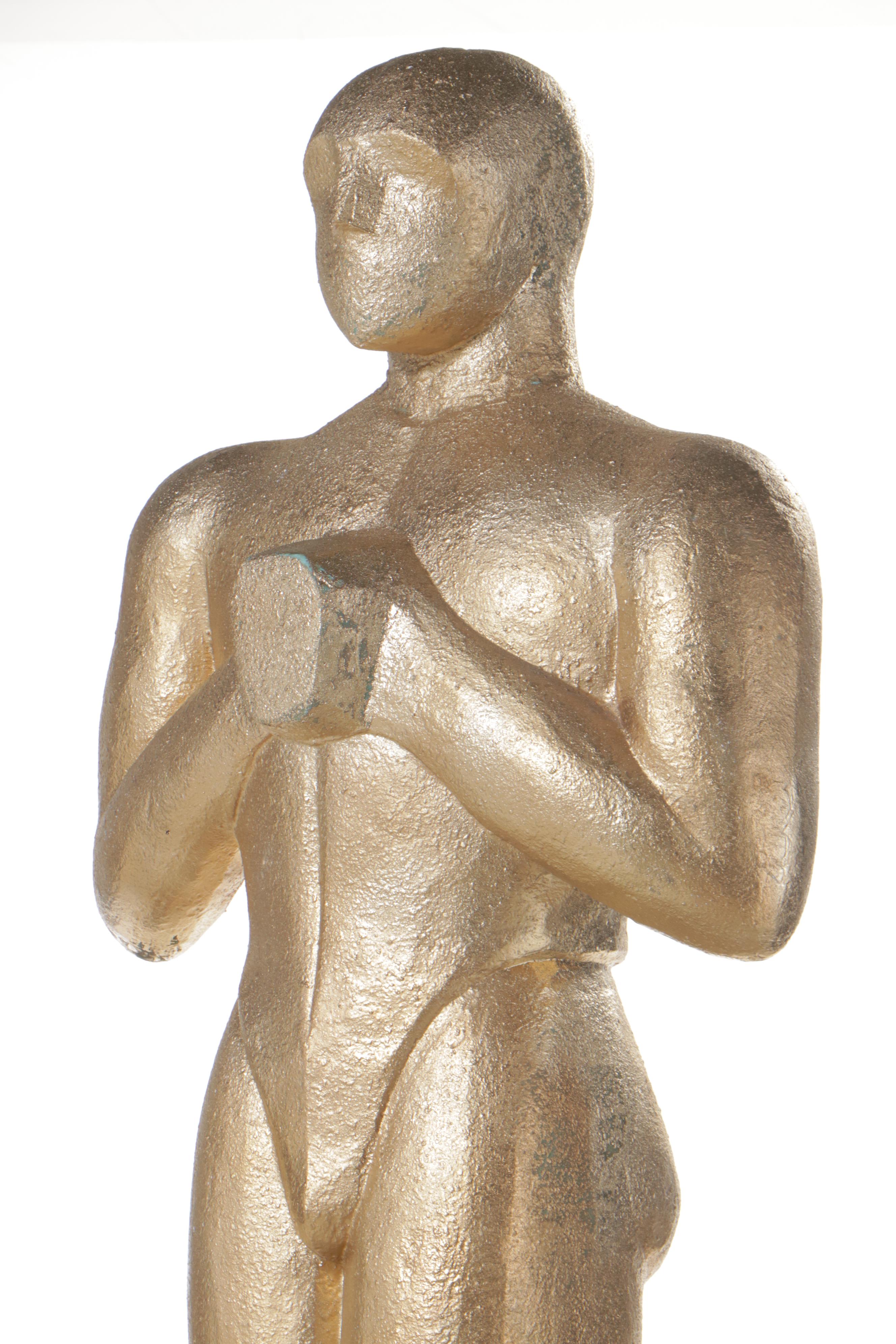 Monumental Gilt and Parcel-Ebonized Polystyrene Foam "Oscar" Statue