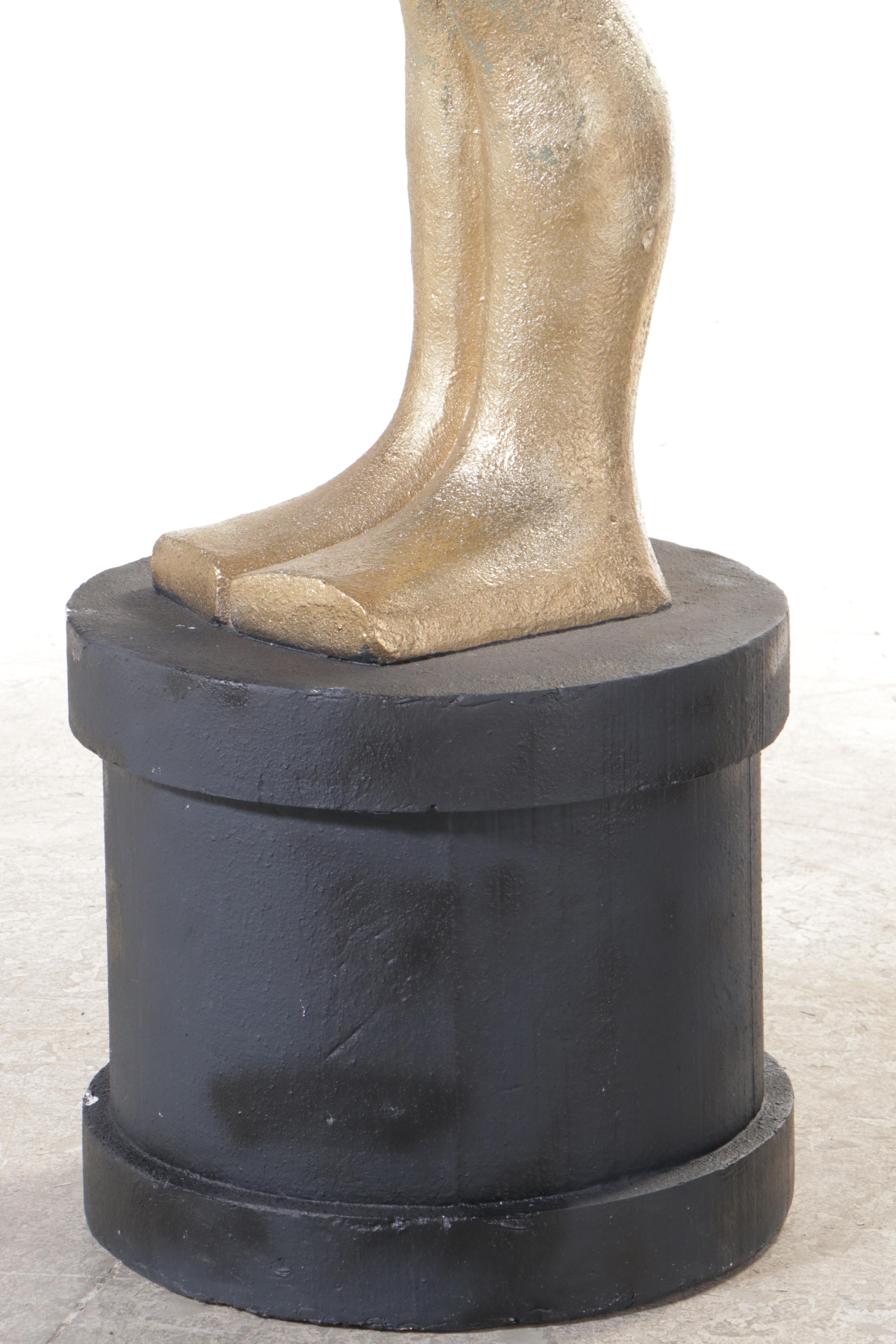 Monumental Gilt and Parcel-Ebonized Polystyrene Foam "Oscar" Statue